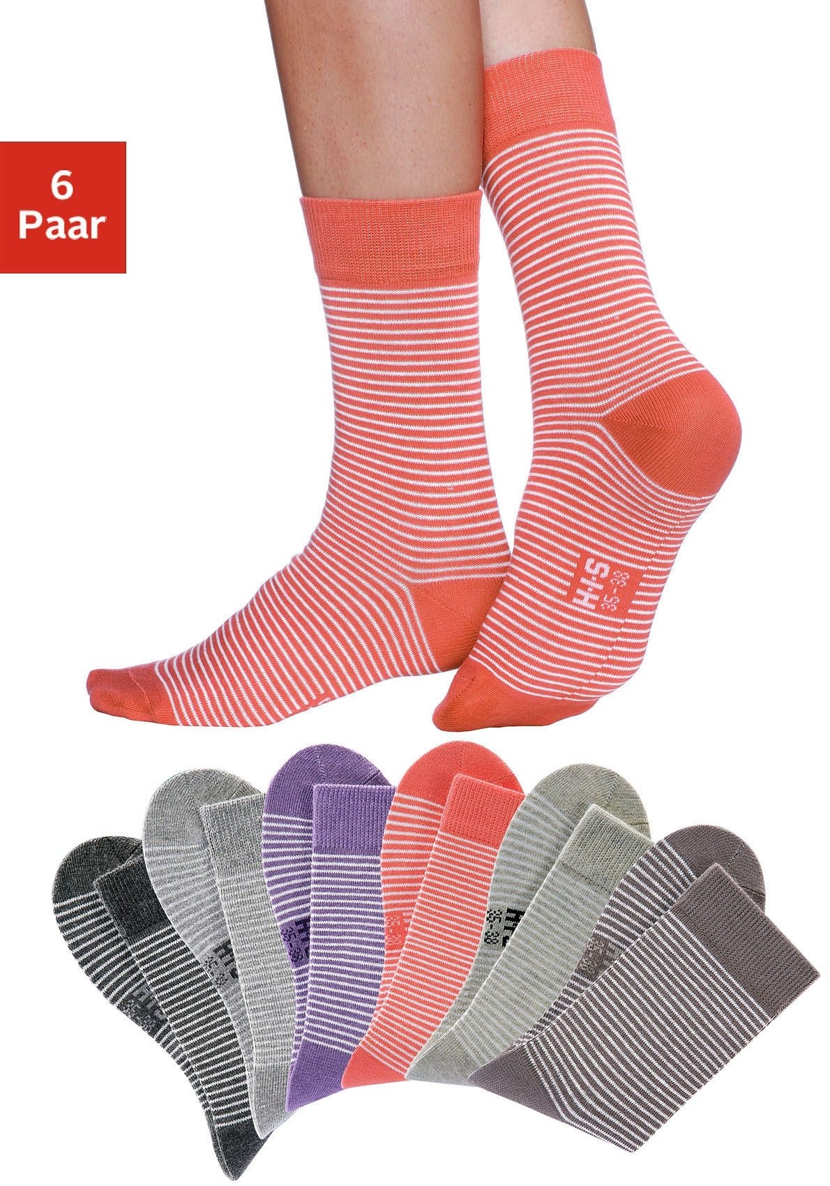 Socken, (Set, 6 Paar), mit druckfreiem Bündchen