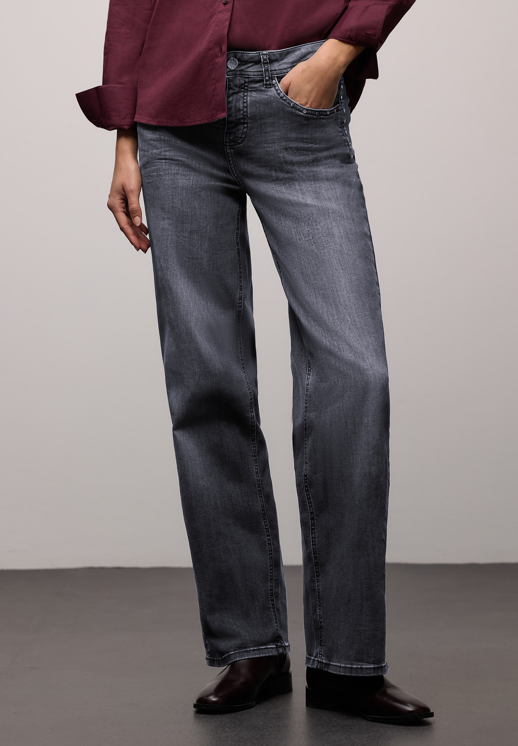 Image of STREET ONE Weite Jeans "Style Wideleg" mit Glitzer-Details