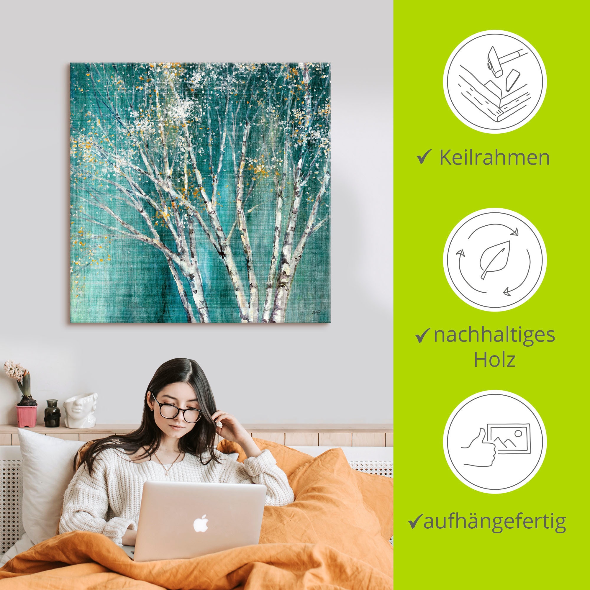 Artland Wandbild »Blaue Birke«, Bäume, (1 St.), als Leinwandbild, Poster, Wandaufkleber in verschied. Grössen