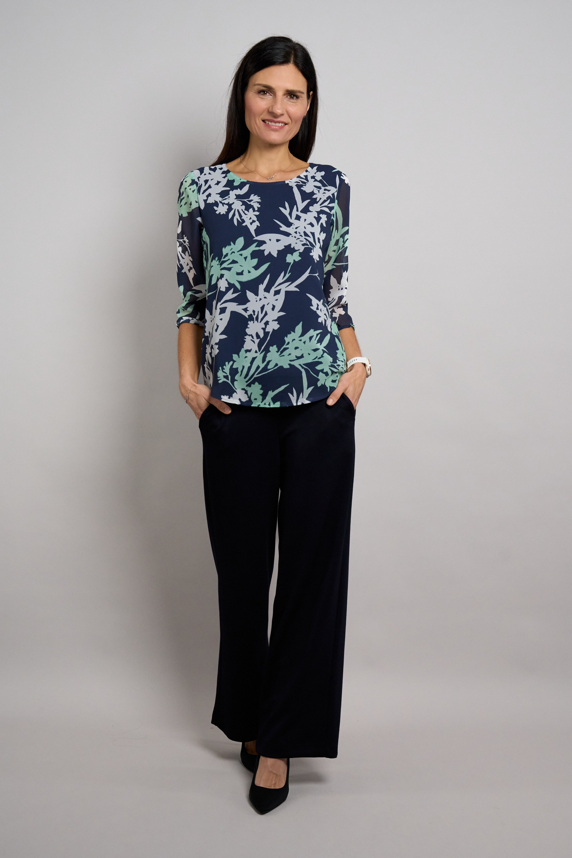 Seidel Moden Blouse à pression avec motif floral - MADE IN GERMANY