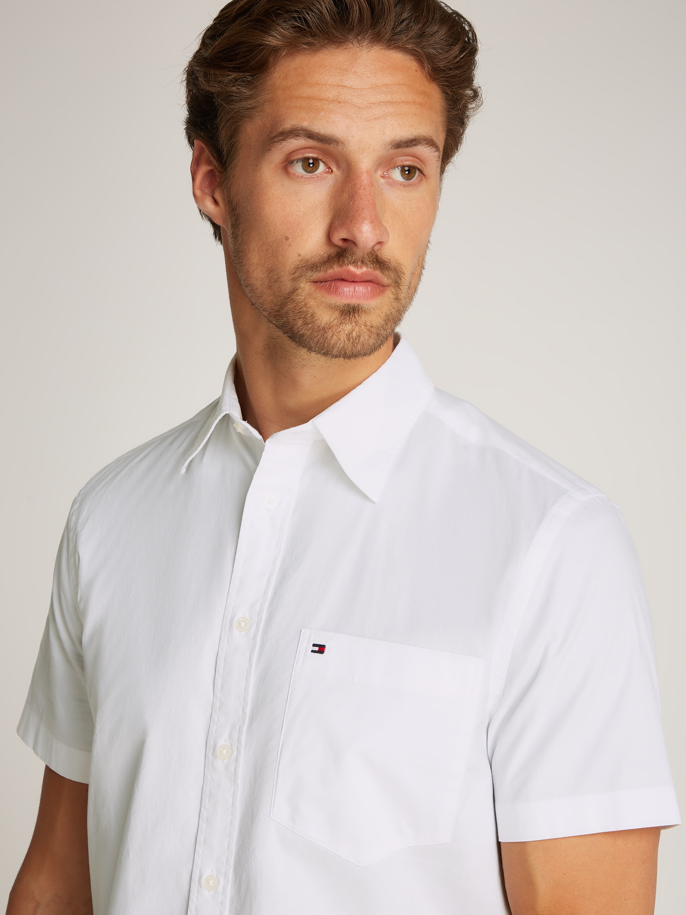 Tommy Hilfiger Kurzarmhemd »FLEX POPLIN SOLID S/S SHIRT«