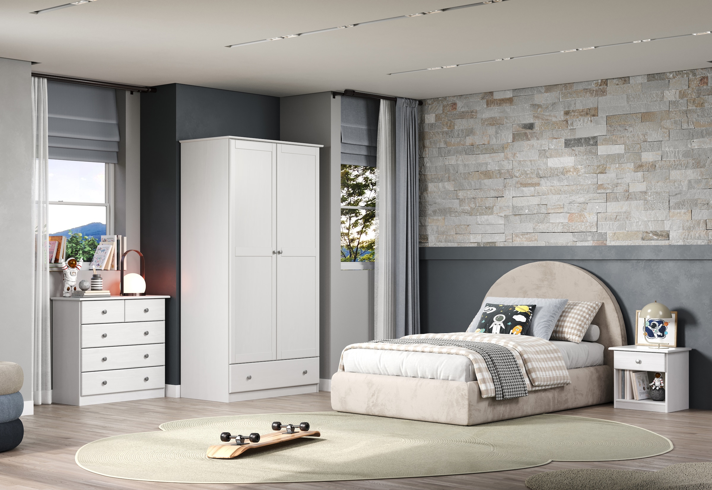 Home affaire Nachtkommode »Delsbo Nachtschrank Schrank Schlafzimmer Beistellschrank« Landhaus Design aus Kiefernholz, 1 Stk. tlg. Massivholz Nachttisch Weiss lackiert - Nachtkonsole (B/T/H) 44/34/41 cm