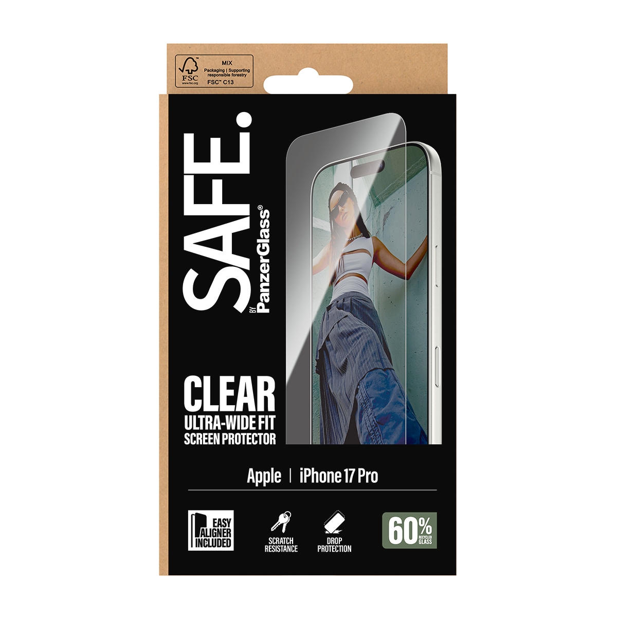 SAFE by PanzerGlass Displayschutzglas »Ultra-Wide Fit Screen Protector« für Apple iPhone 17 Pro Displayschutzfolie, Schutzfolie, Bildschirmschutz, kratz- & stossfest