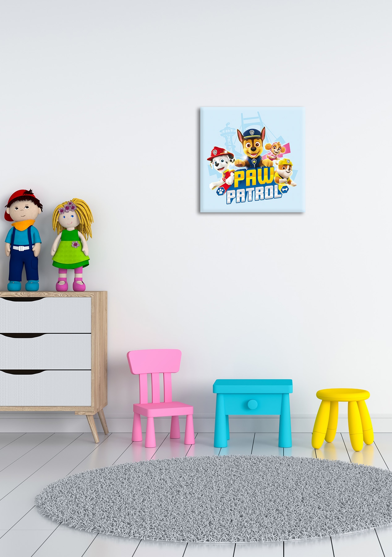 Bönninghoff Tableau sur toile »Wandbild PAW PATROL 35x35 cm – Leinwandbild Keilrahmen Deko modern« Chiens | Paw Patrol 1 cuis tlg. tendu sur châssis