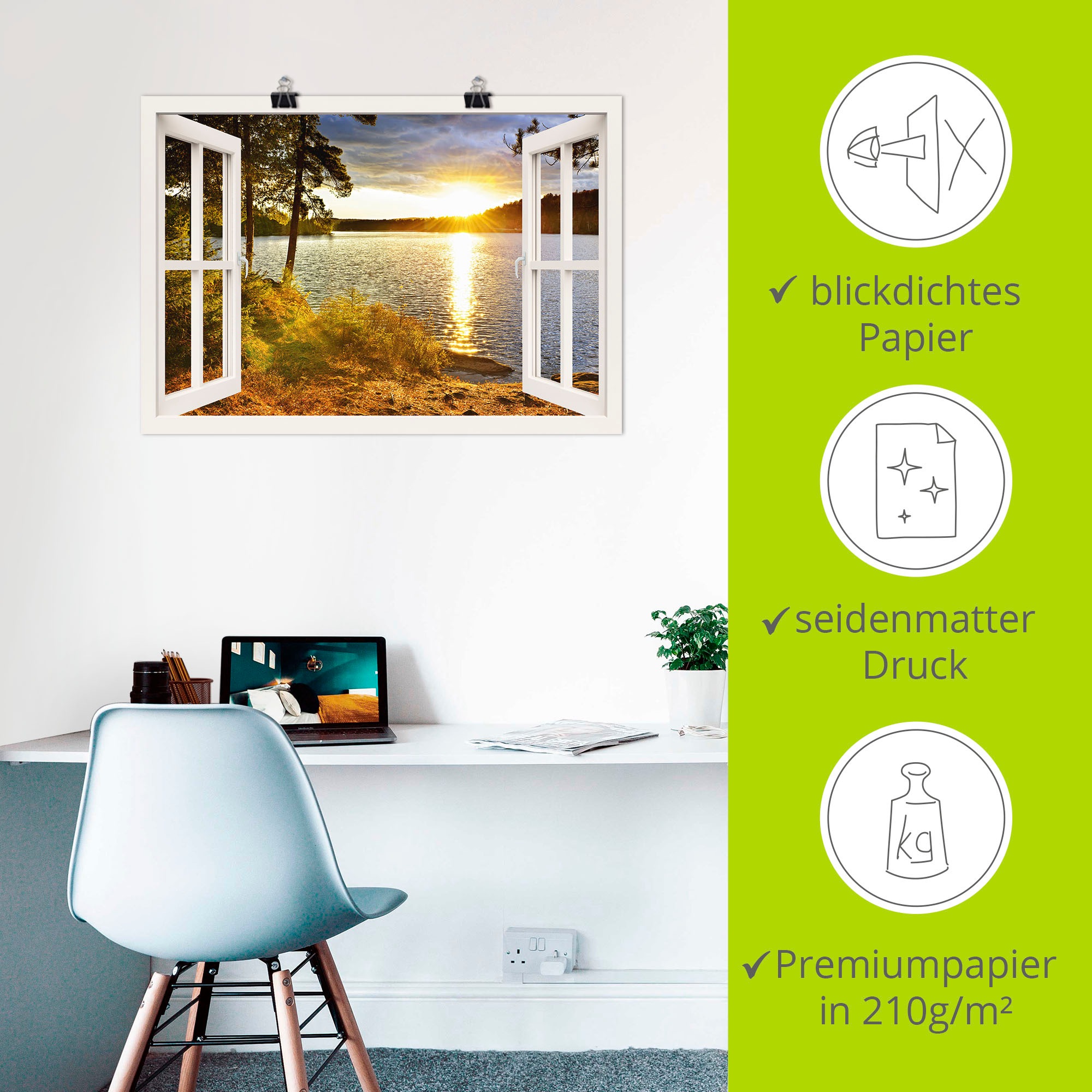 Artland Wandbild »Sonnenuntergang im Algonquin Park«, Fensterblick, (1 St.), als Leinwandbild, Poster, Wandaufkleber in verschied. Grössen