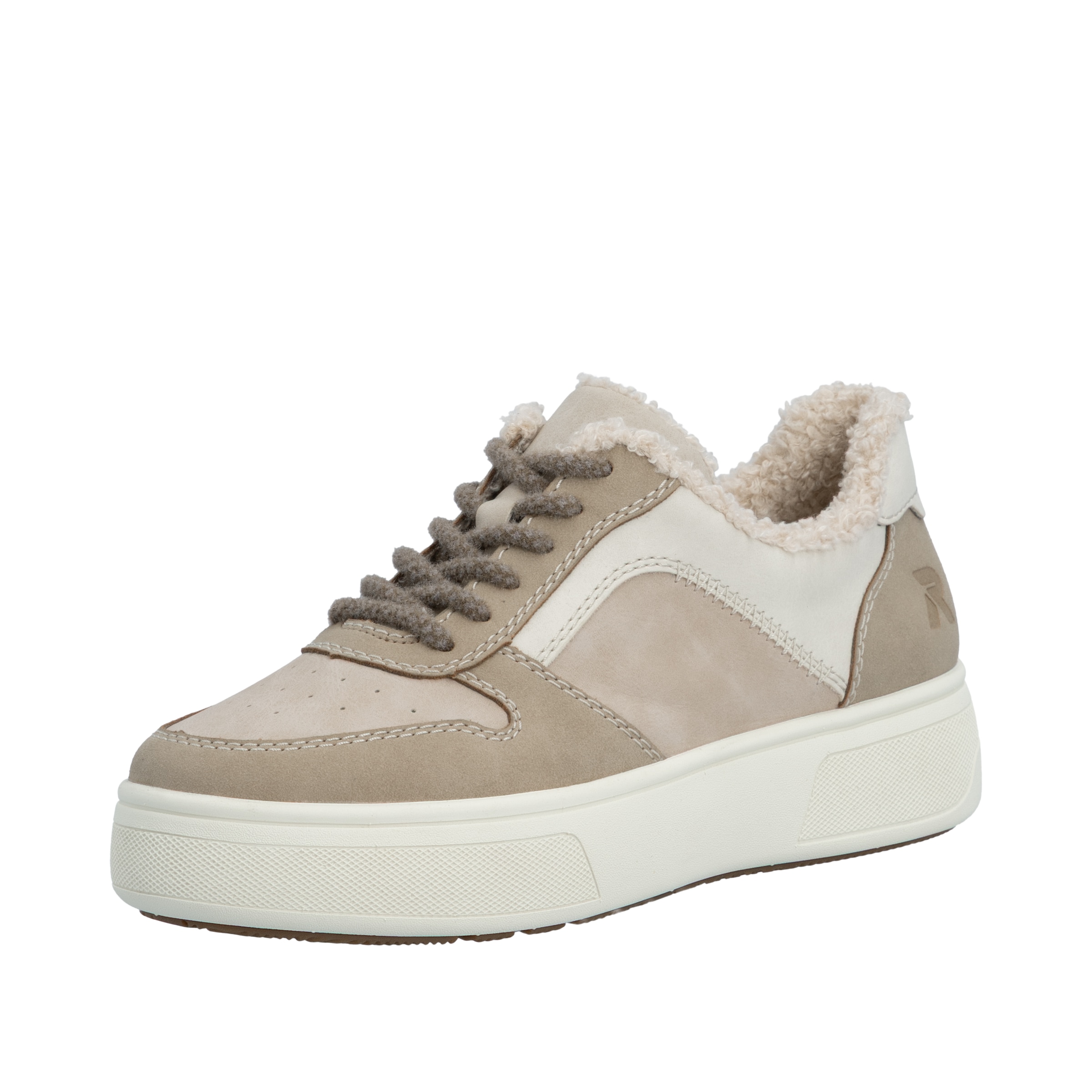 Rieker Baskets à plateforme  sneakers rétro, chaussure à lacets, chaussure basse avec doublure en teddy