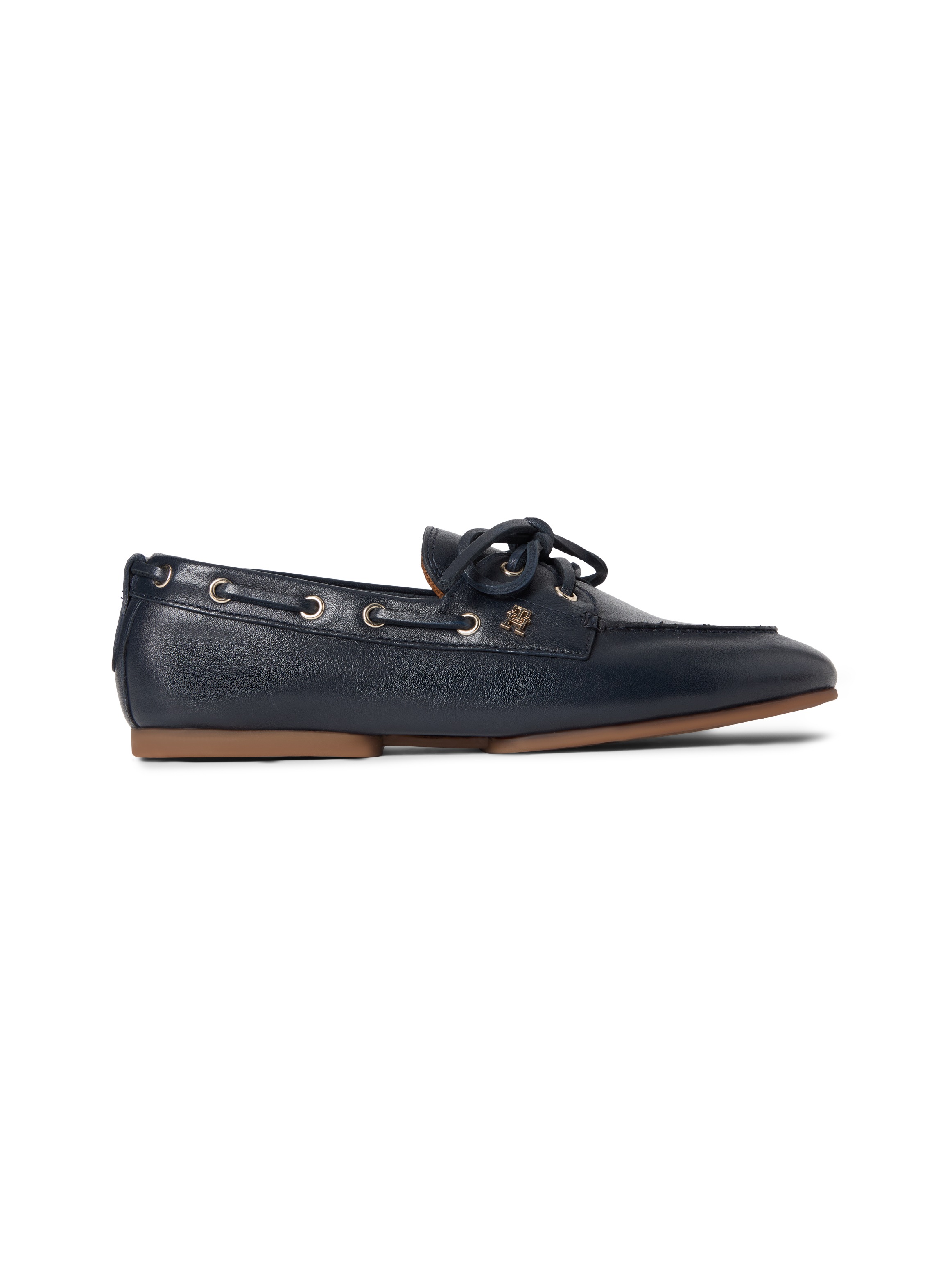Tommy Hilfiger Bottes »TH SLEEK LEATHER BOAT SHOE«  Chaussure bateau, chaussure business avec talon bloc et œillets à passage