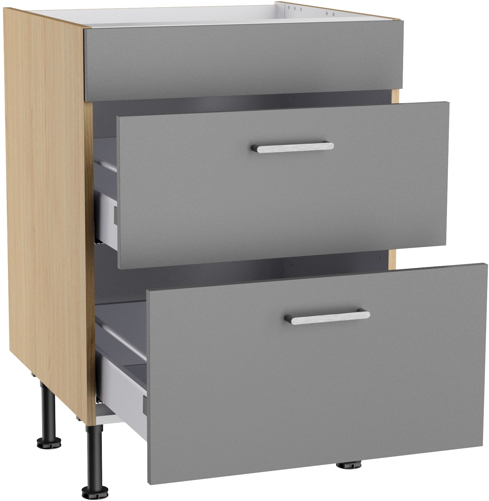 KOCHSTATION Kochfeldumbauschrank »KS-Lucy« Breite 60 cm, mit 2 Auszügen, Soft-Close, höhenverstellbare Füsse