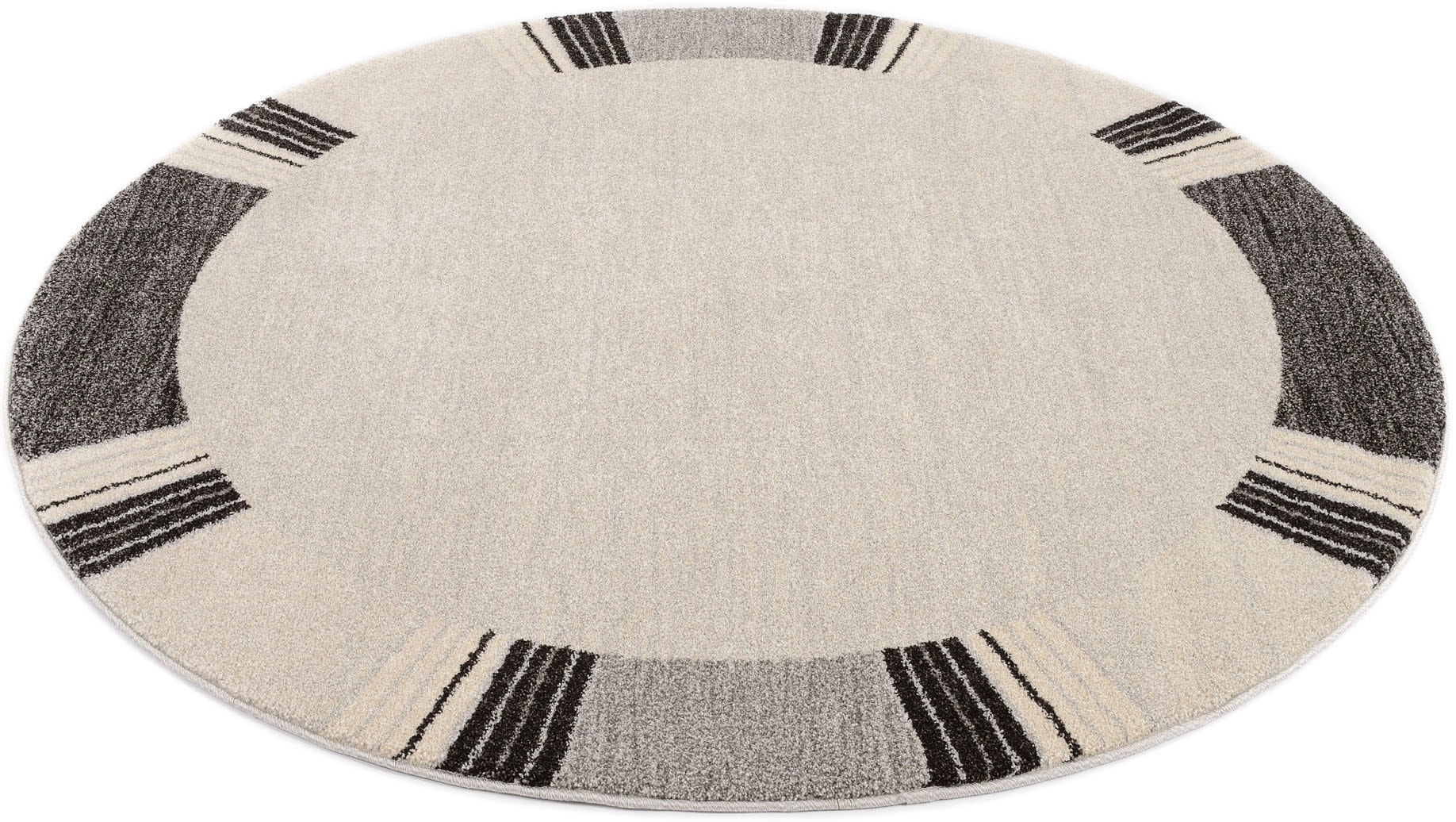 Image of OCI DIE TEPPICHMARKE Teppich "CASTLE FLORA, auch in rechteckig" rund 20 mm Höhe dichter Frisé Kurzflor, farbiger Bordüre, Wohnzimmer, Schlafzimmer