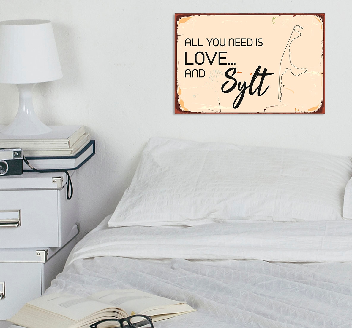 Image of queence Metallbild "Love and Sylt" Schriftzug Schriftzüge 1 Stk. tlg. Stahlschilder