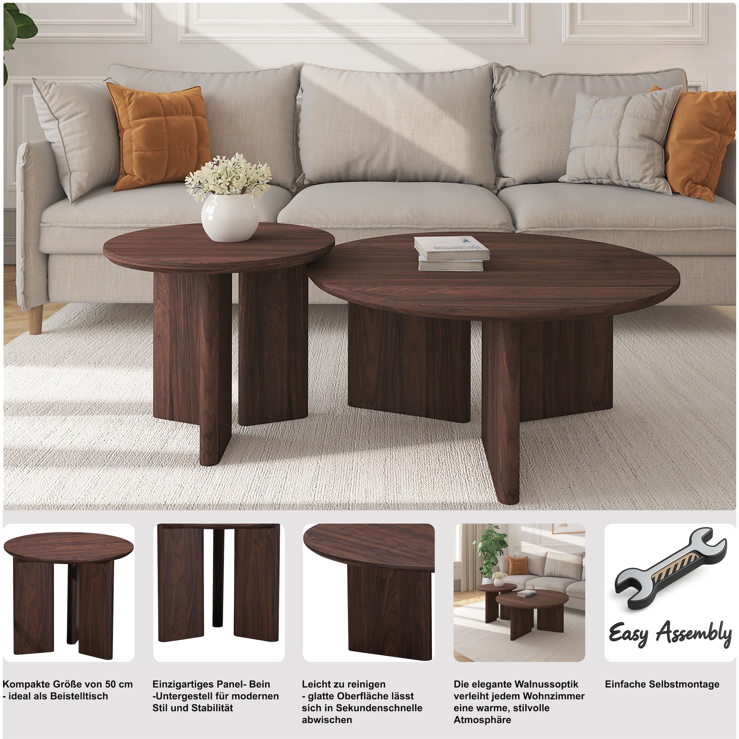 GOODproduct Beistelltisch »Cassian« 1 Stk. tlg. Walnussoptik