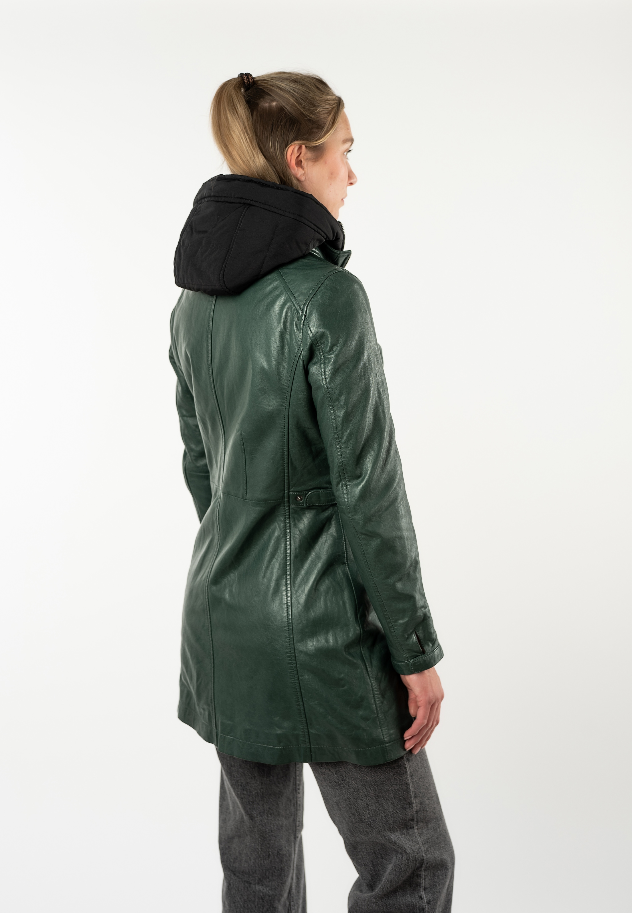 Mauritius Manteau en cuir »MWMabel« avec col montant & capuche amovible