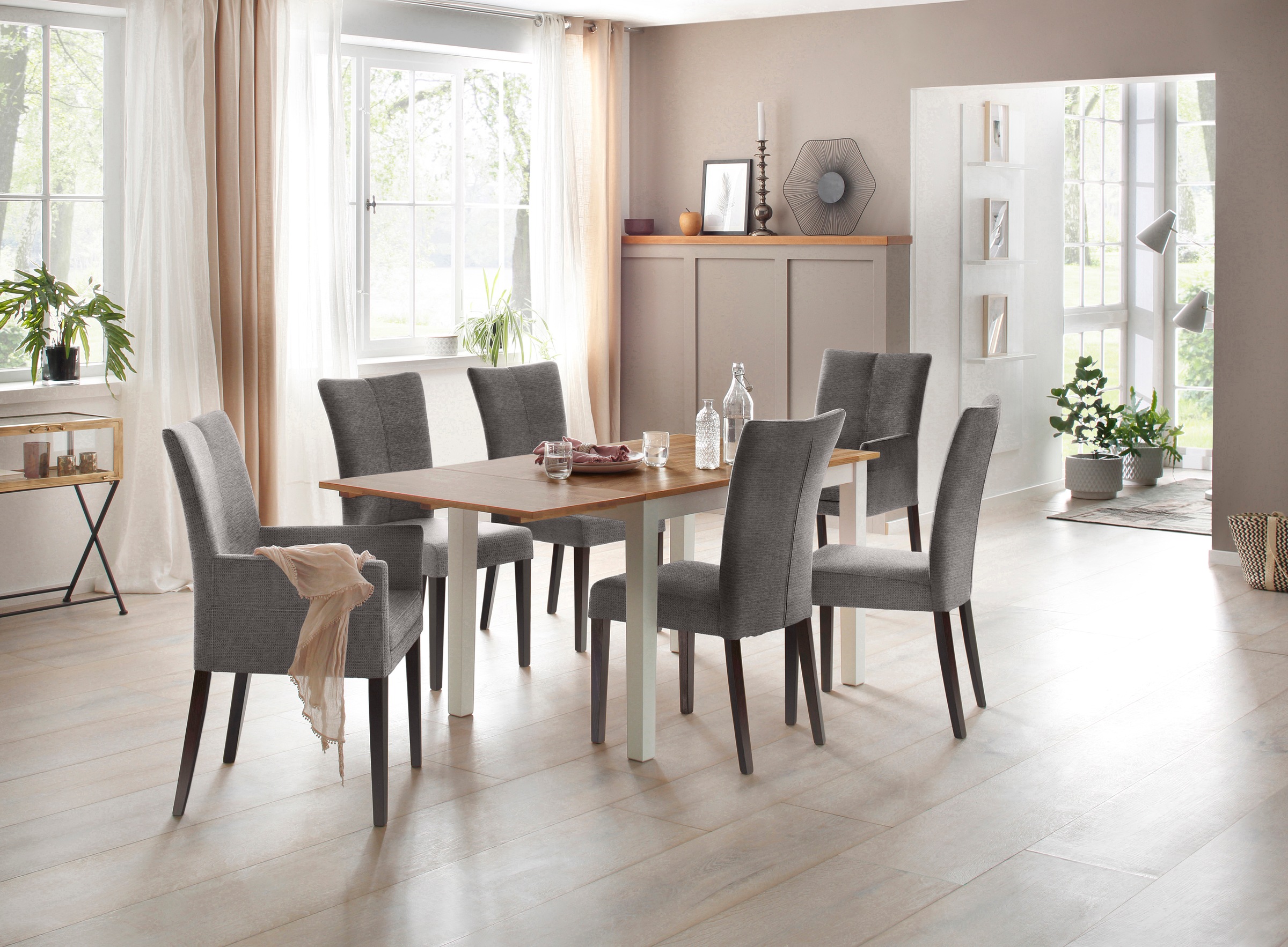 Home affaire Armlehnstuhl »Aspen« () Beine aus massiver Buche, wengefarben lackiert