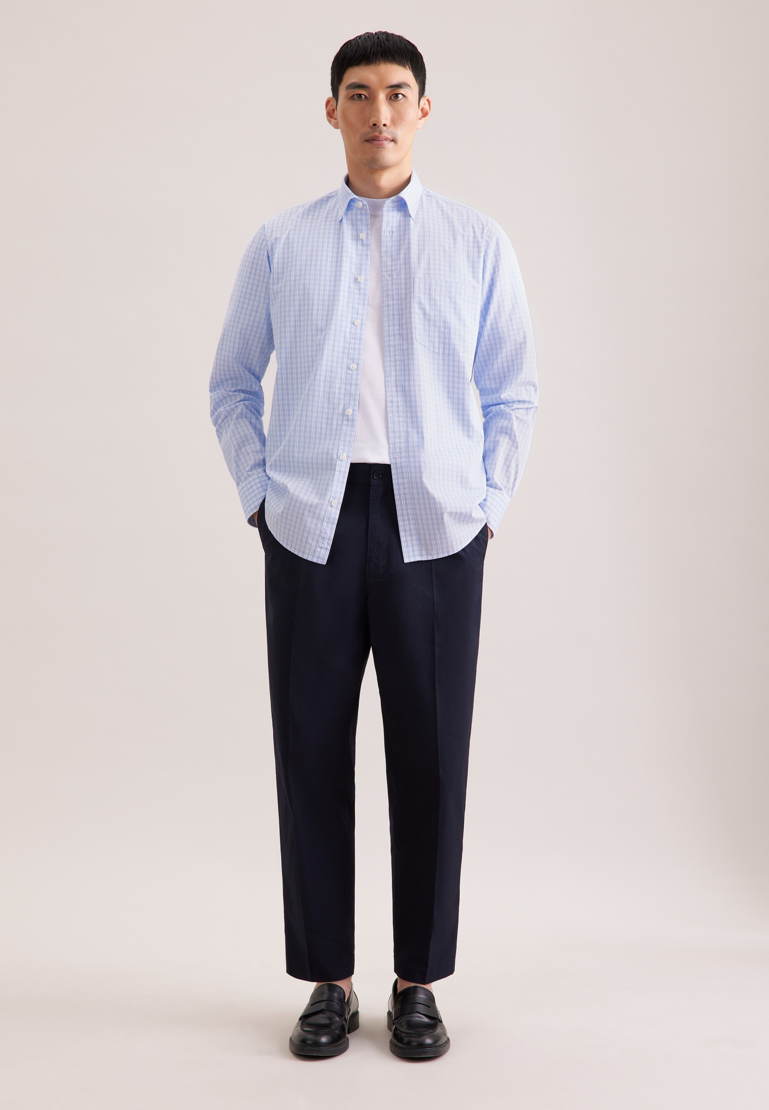 seidensticker Businesshemd Regular 1/1 Button-Down-Kragen Karo