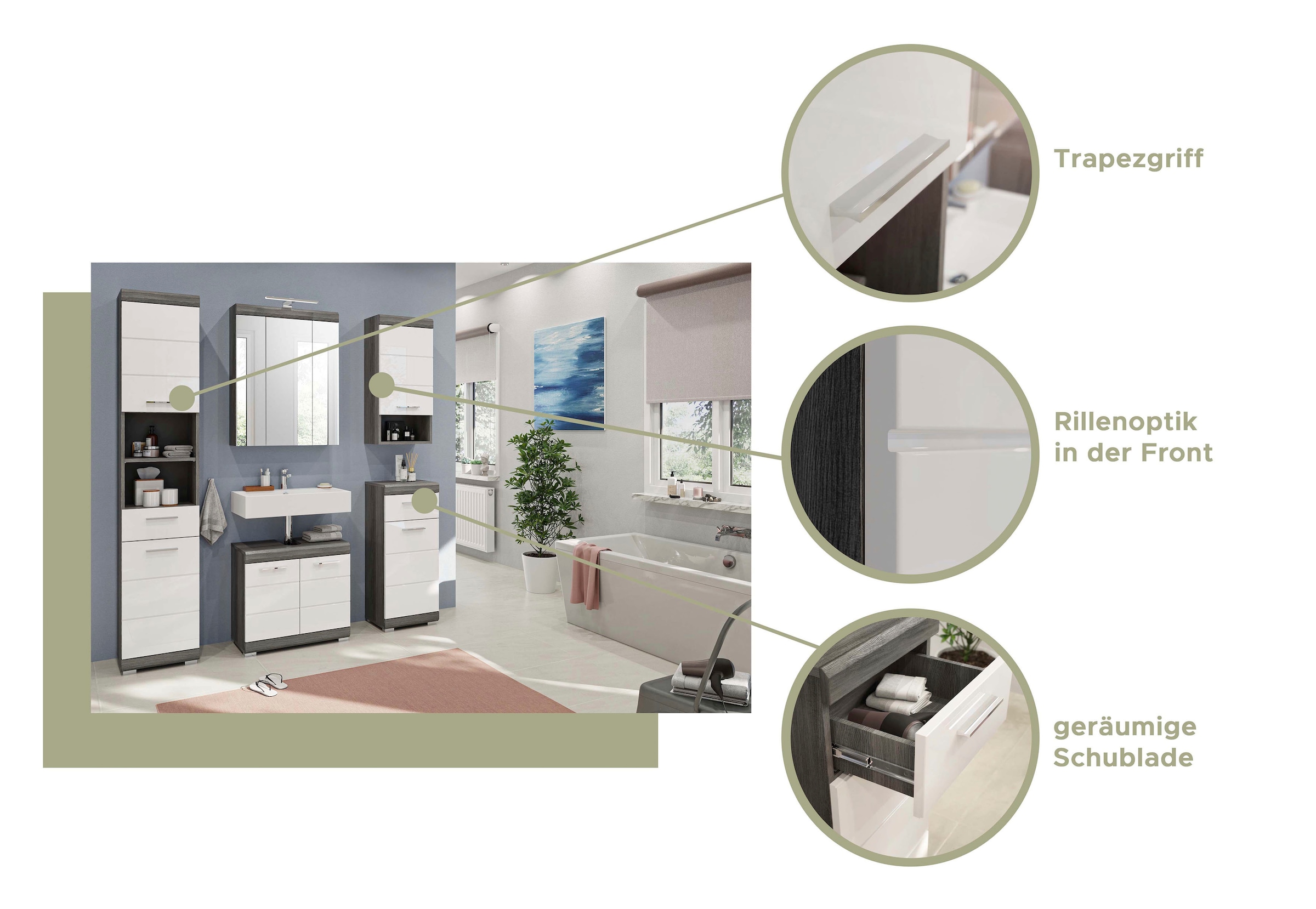 welltime Armoire suspendue »SIENA, Breite 37cm, 1 Tür, 1 offenes Fächer, 1 Einlegeboden, MDF-Front« TOPSELLER!, 1 cuis tlg. in verschiedenen Farben erhältlich, Badmöbel, Badschrank, Schrank, Bad