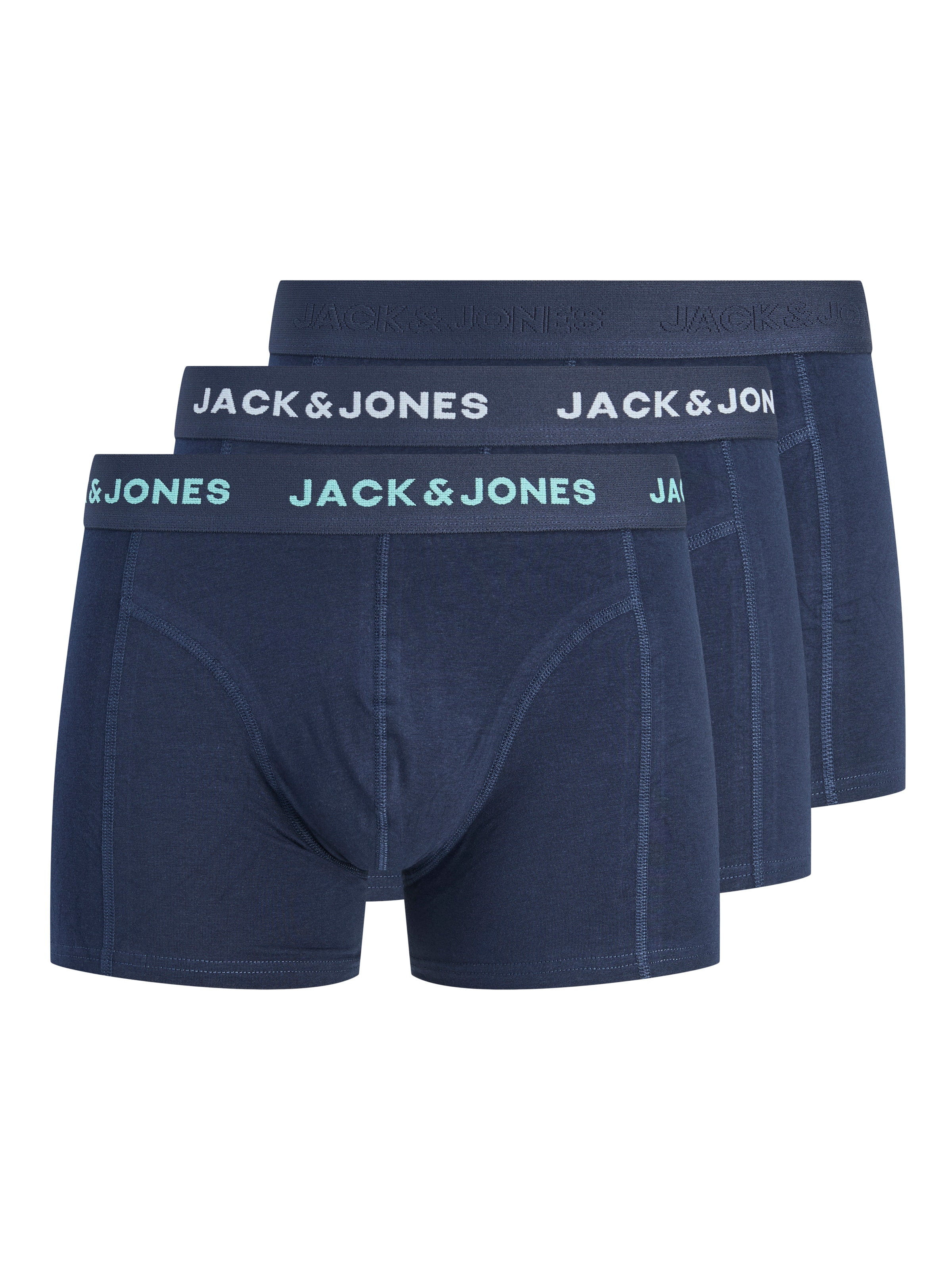 Jack & Jones Tronc »JACCONOR SOLID TRUNKS 3 PACK NOOS« Paquet, 3 cuis mélange de coton, ceinture élastique