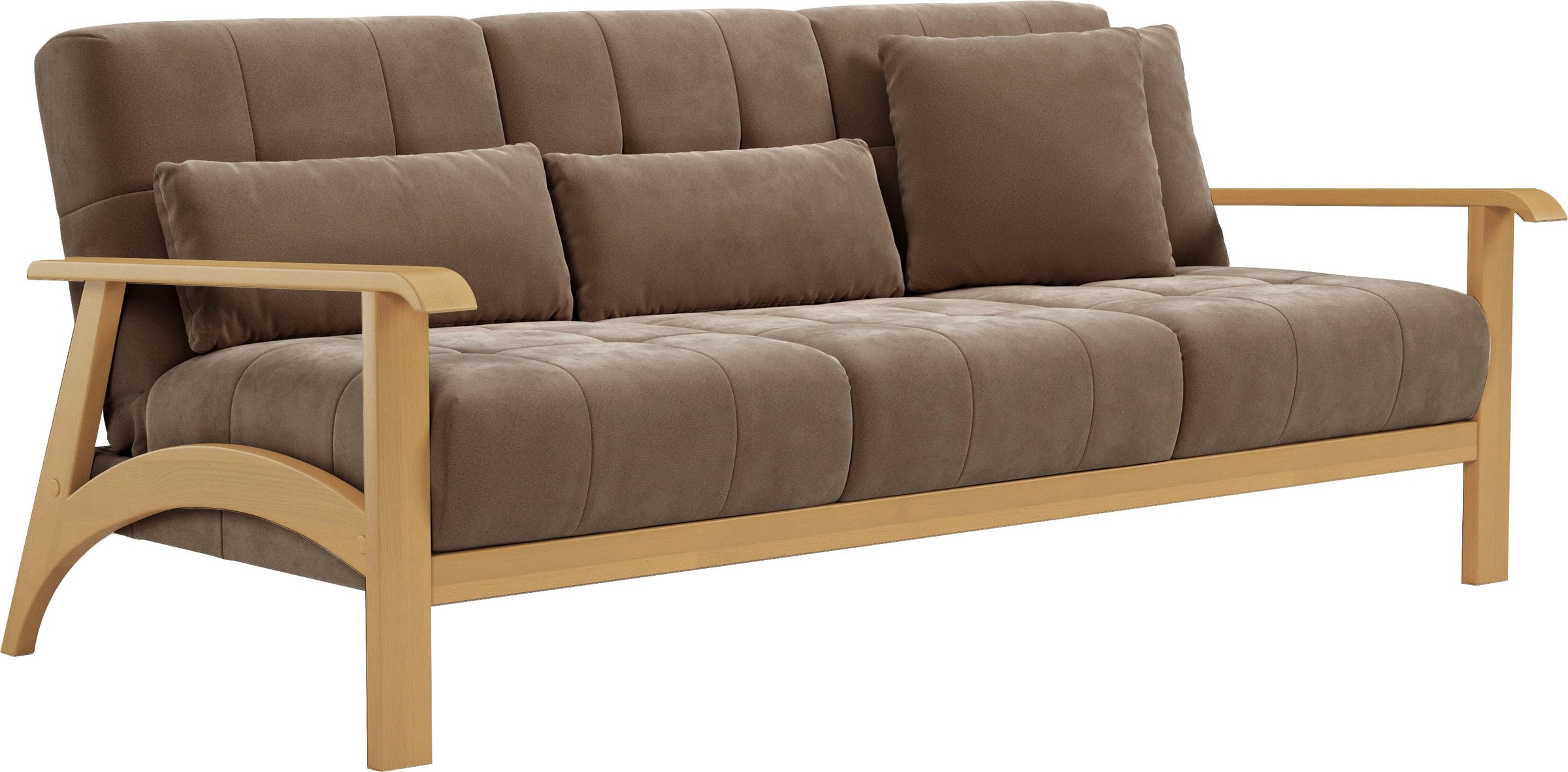 sit&more 3-Sitzer »Billund« Armlehnen aus eichefarbigem Buchenholz, verschiedene Bezüge und Farben