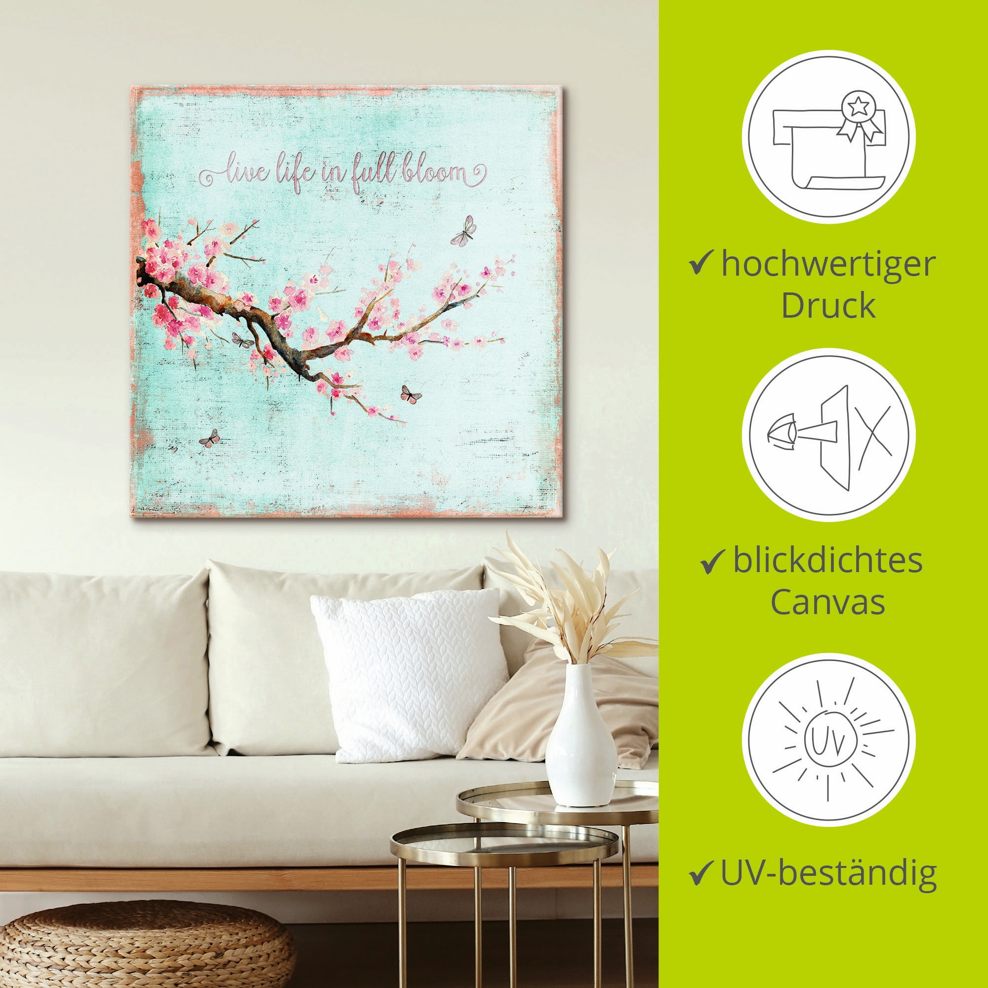 Artland Wandbild »Kirschblüte« Blumen 1 Stk. tlg. als Alubild, Leinwandbild in verschied. Grössen