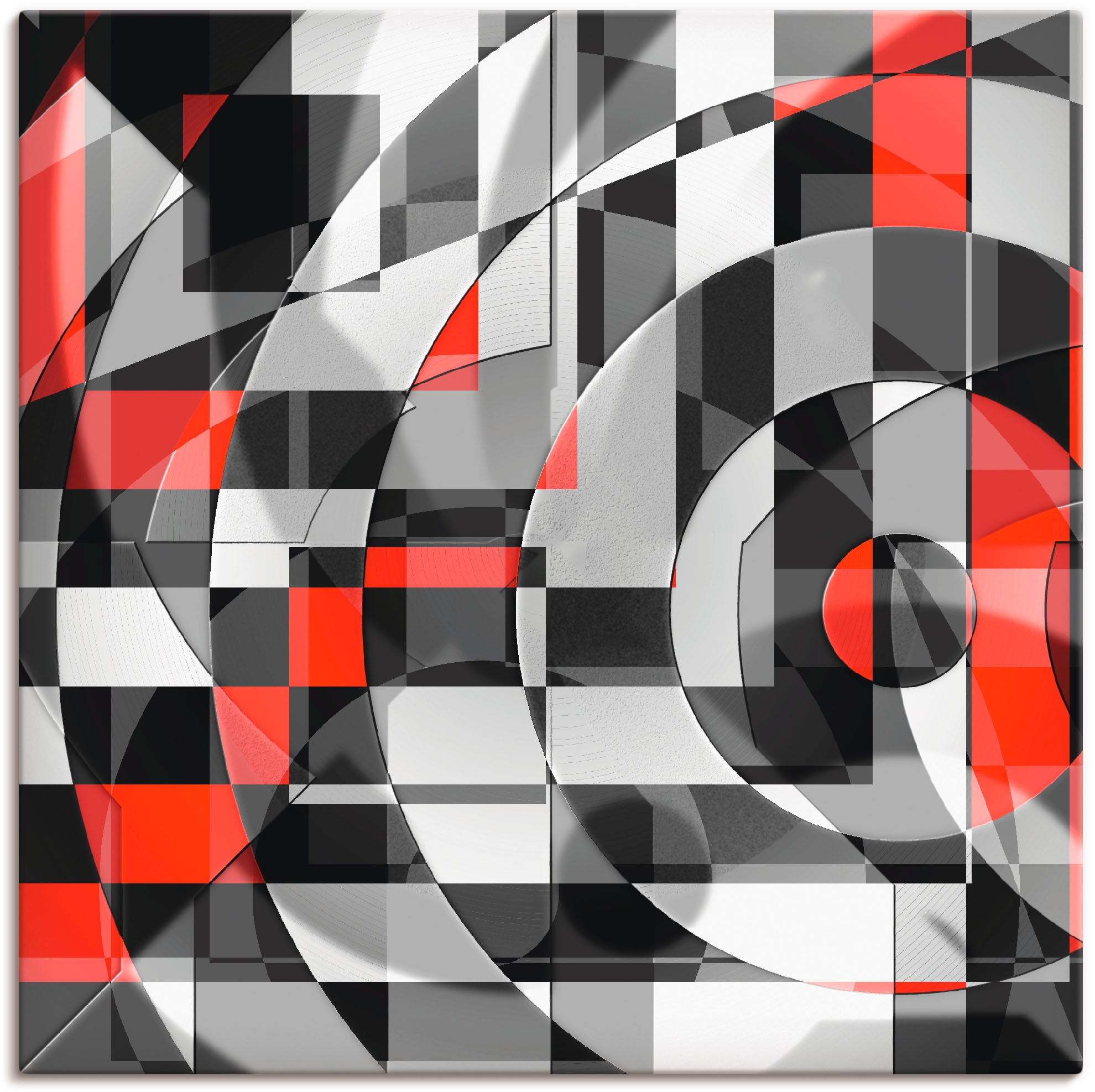 Image of Artland Leinwandbild "Schwarz weiss trifft rot Version 1" Muster 1 Stk. tlg. auf Holzrahmen gespannt