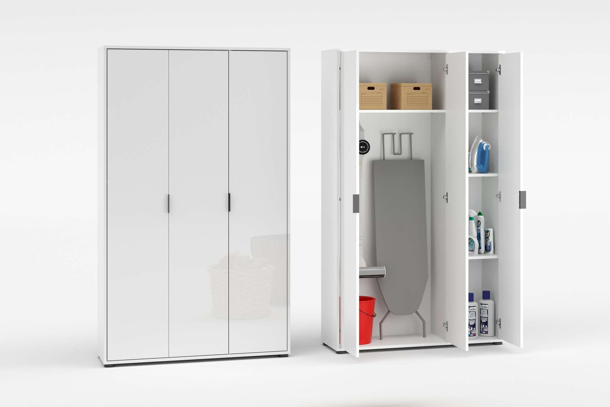 Image of Home affaire Mehrzweckschrank "JOLLY, Stauraumschrank, Breite 107 cm, Höhe 178 cm" 1 Stk. tlg. 3 Türen,3 kleine,1 grosser Einlegeboden- Schrank hochglanz lackiert