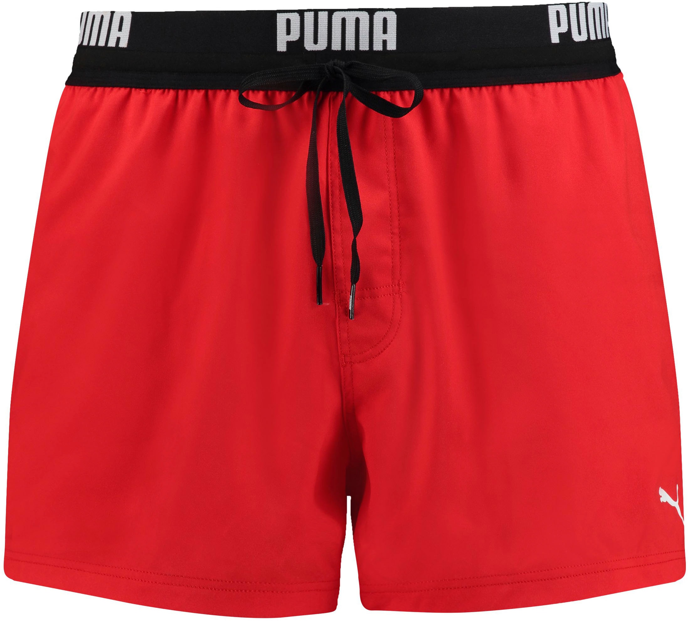 PUMA Badeshorts »PUMA SWIM MEN LOGO SHORT LENGTH SWIM SHORTS«, Seitentaschen, Gesässtasche mit Reissverschluss, Kordelzug