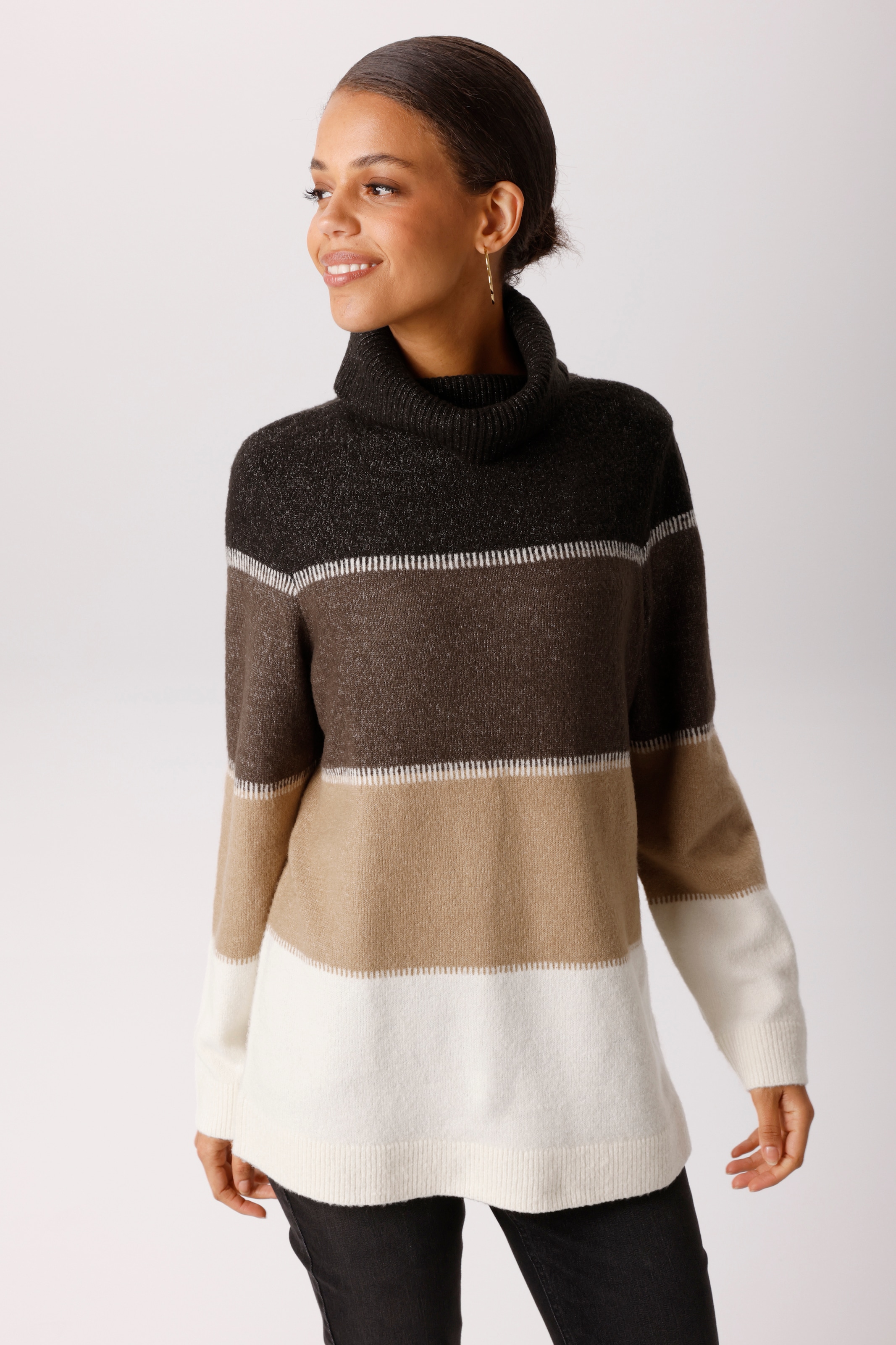 Image of Aniston CASUAL Strickpullover im melangefarbenen Color-Blocking - NEUE KOLLEKTION
