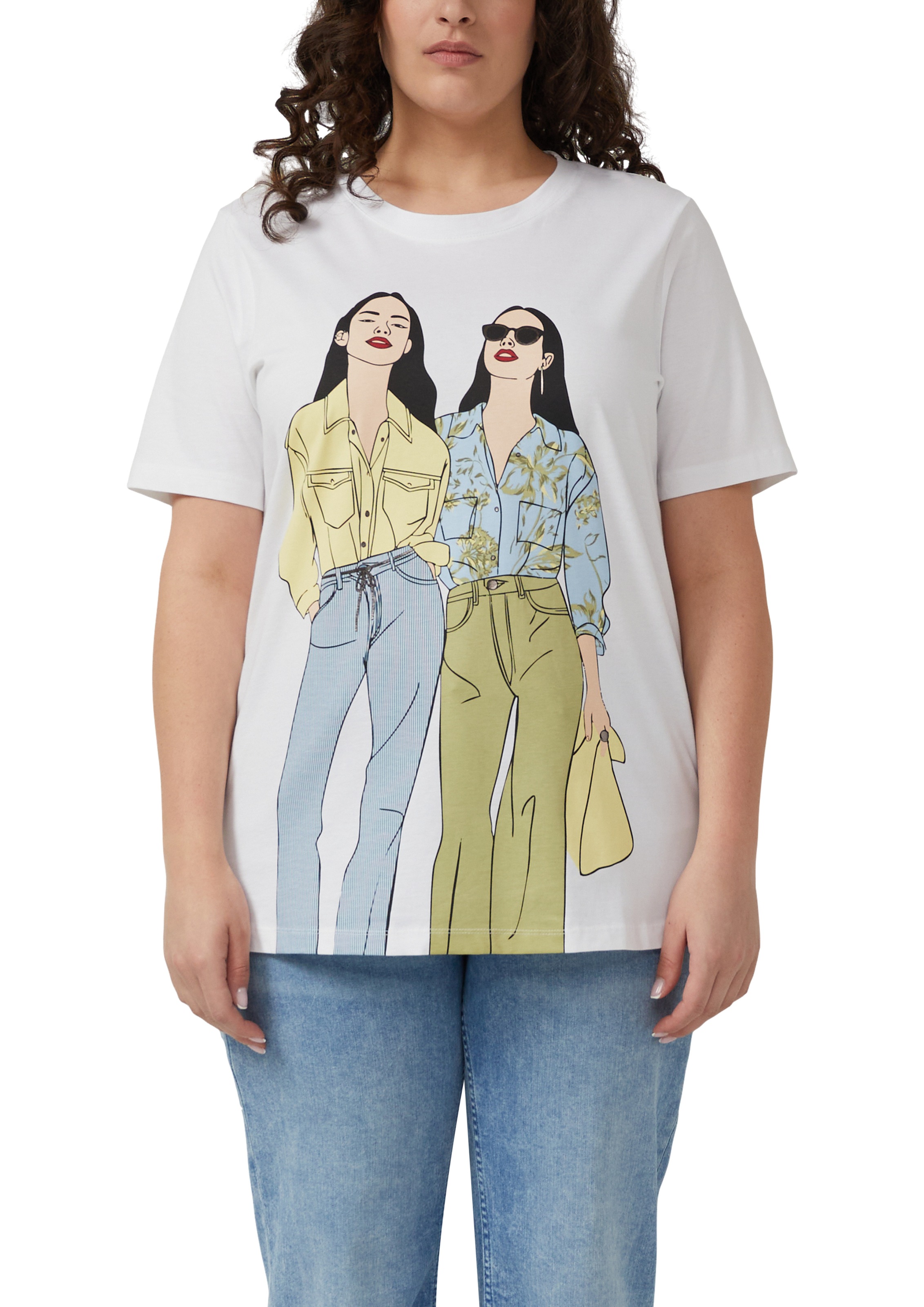 Image of s.Oliver CURVE Kurzarmshirt Sommershirt mit Frontprint/Grösse Grössen