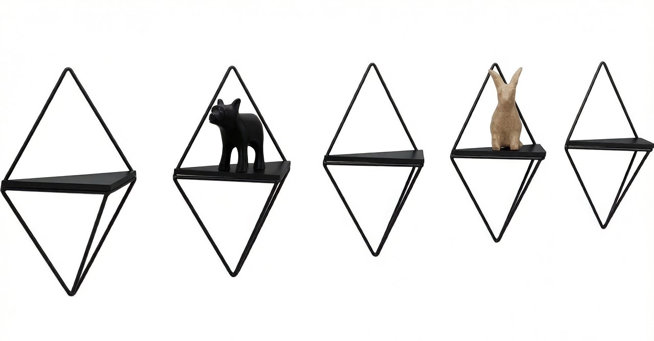 GOODproduct Étagère murale décorative »Rauten Rudel in modernen, dezenten Farbkombinationen« Ensemble, 5 cuis tlg. Dekoregal, Wanddeko, aus Metall und MDF, 5tlg.Set