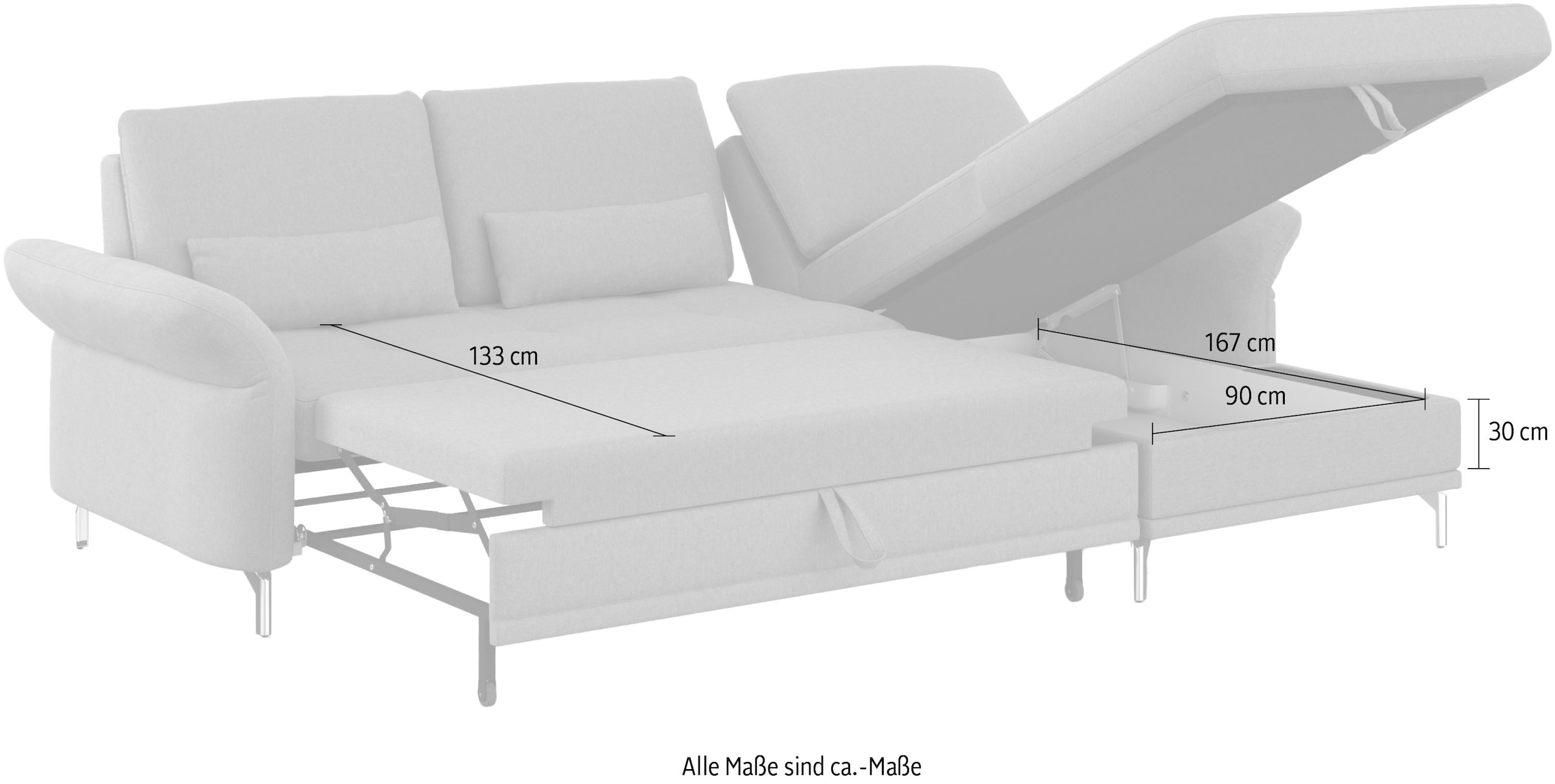 INOSIGN Ecksofa »Palm Beach L-Form«, Federkern, mit Sitztiefenverstellung, wahlweise mit Bettfunktion