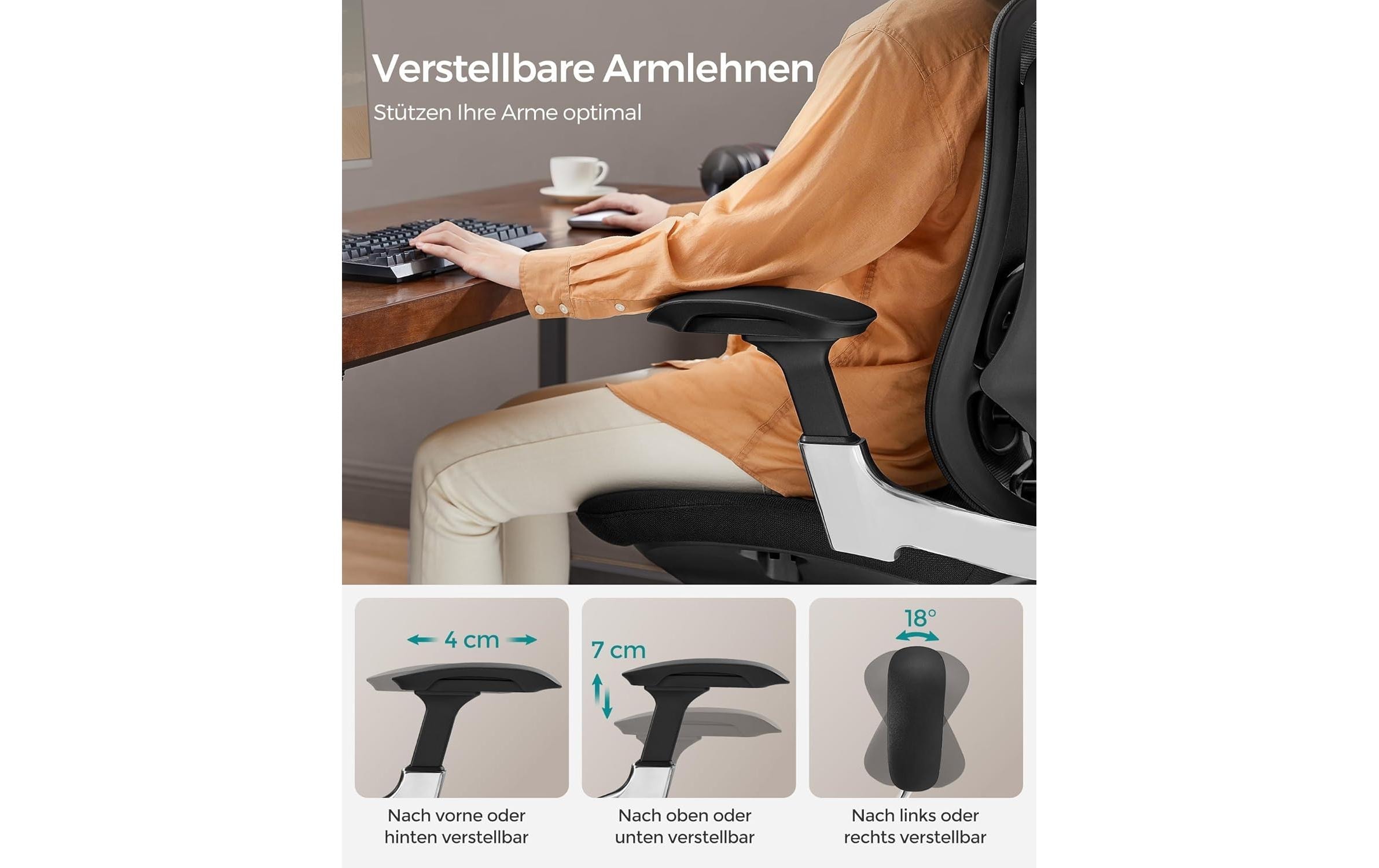 SONGMICS Chaise de bureau »mit Armlehnen und Fusskreuz« ()