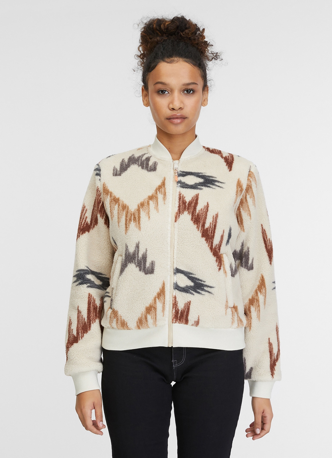 Sweatjacke »CAIRRO AZTEC«, aus weichem Teddy Plüsch und Allover Azteken Muster