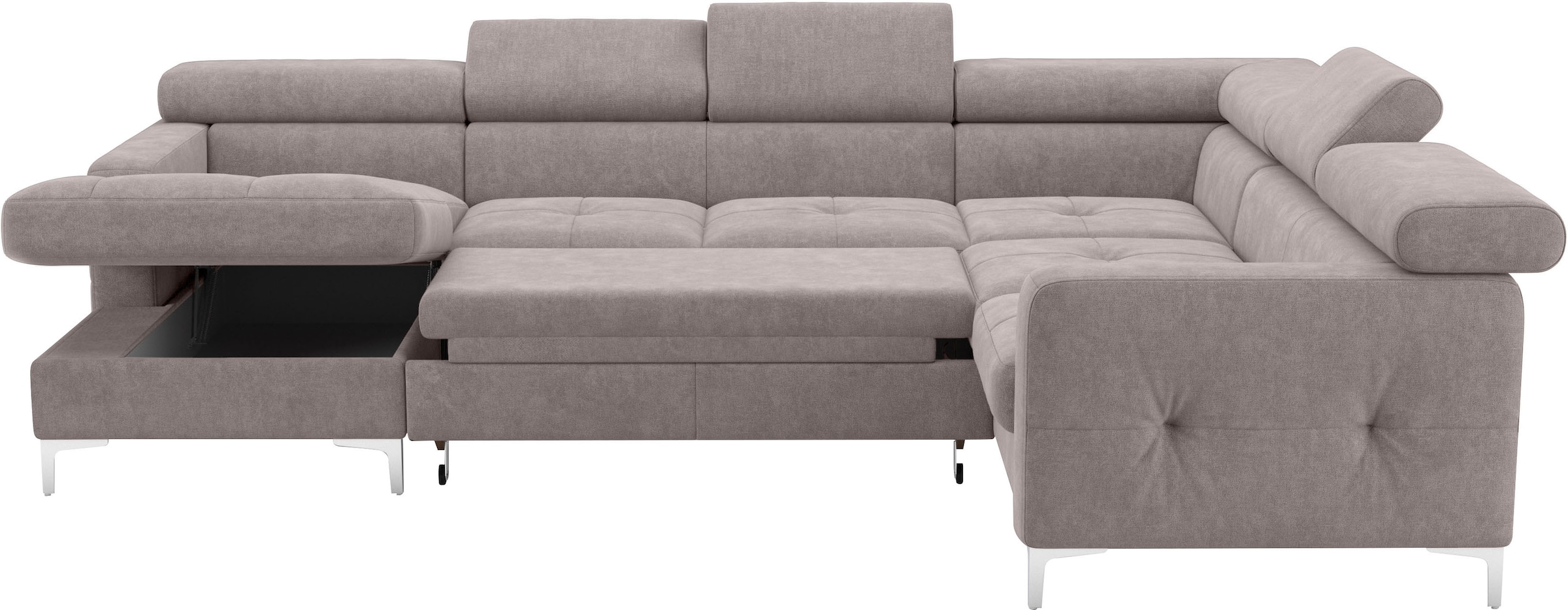 COTTA Wohnlandschaft »Sammy U-Form« mit Kopfteilverstellung, wahlweise mit Bettfunktion & Bettkasten