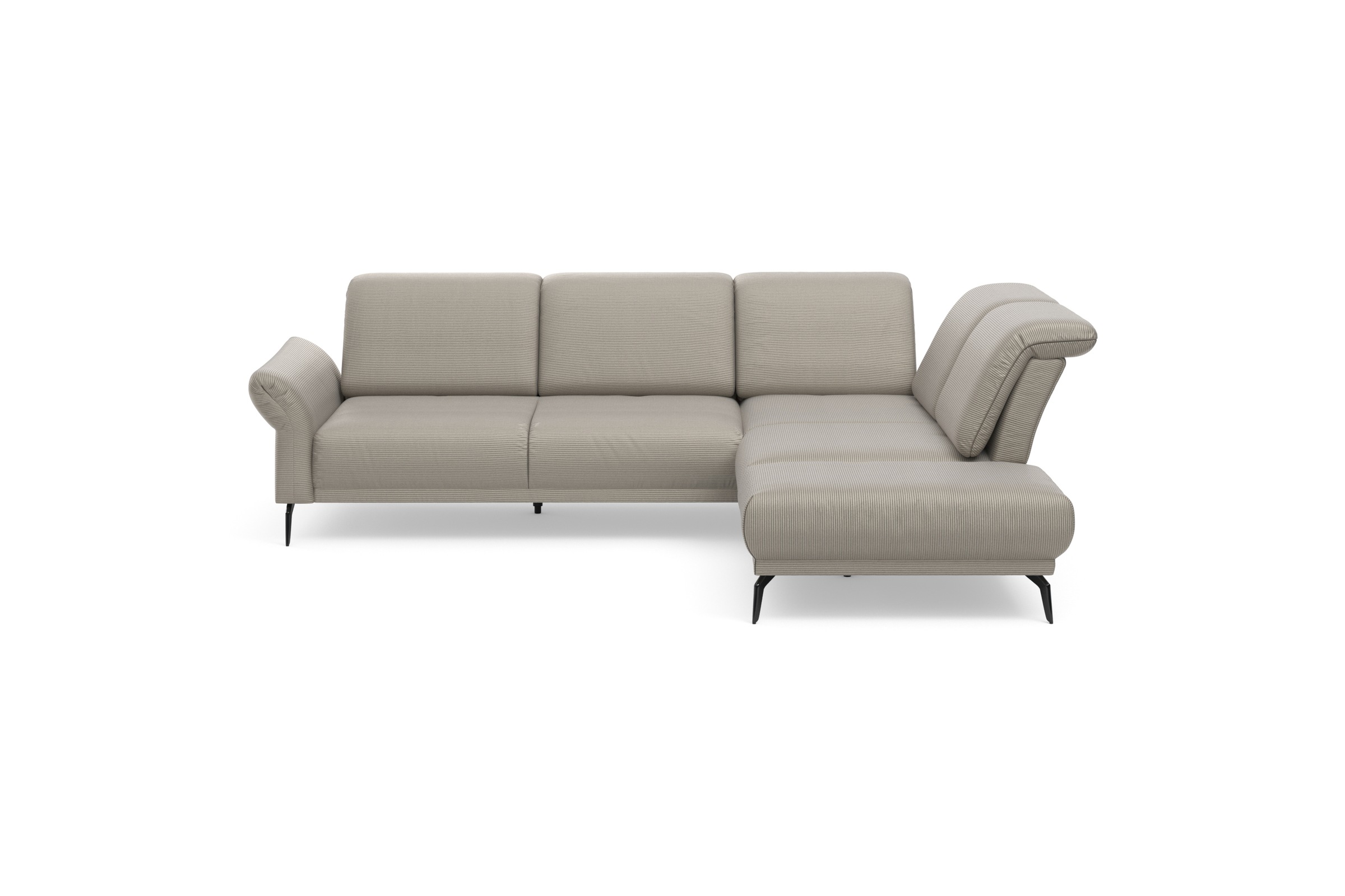 INOSIGN Ecksofa »Coco L-Form«, Sitztiefen-, Arm- und Kopfteilverstellung, Cord-Bezug, Fusshöhe 15 cm