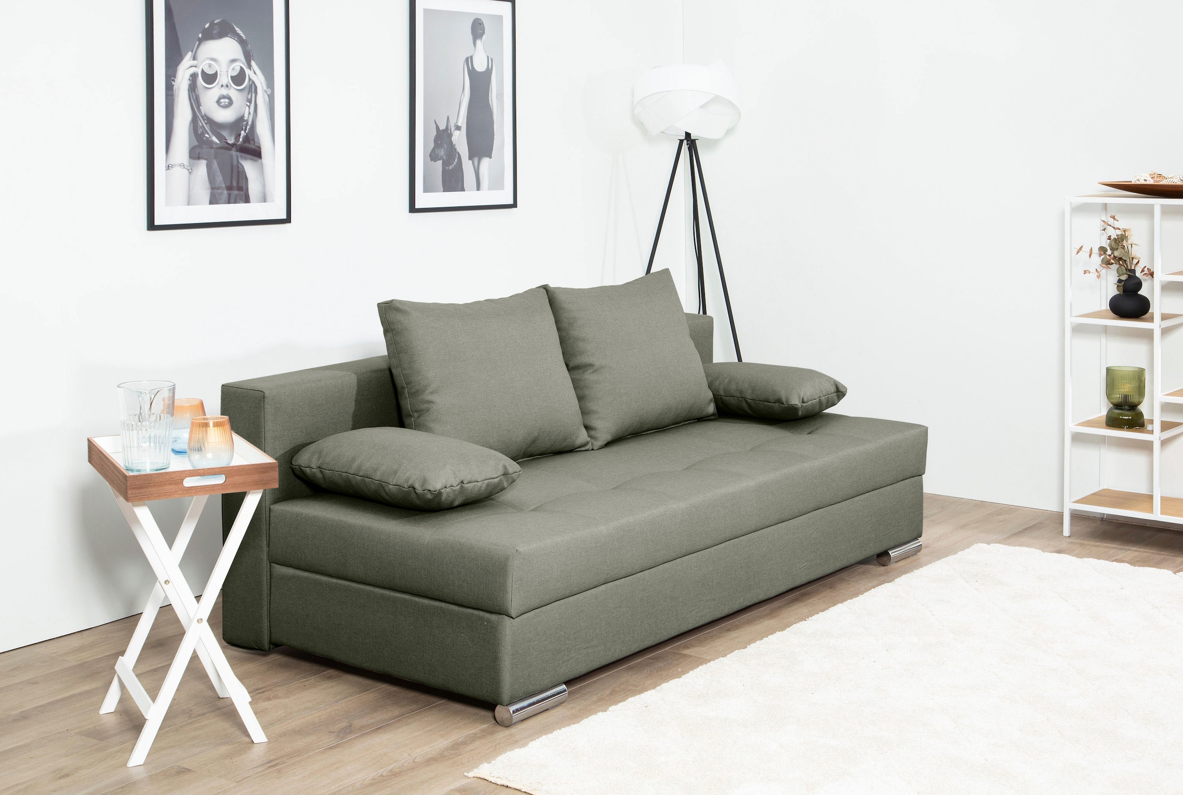 COLLECTION AB Canapé-lit »Tania mit Bettfunktion und Bettkasten« komfortabler Sitzkomfort: Federkern-Polsterung, inklusive Rückenkissen