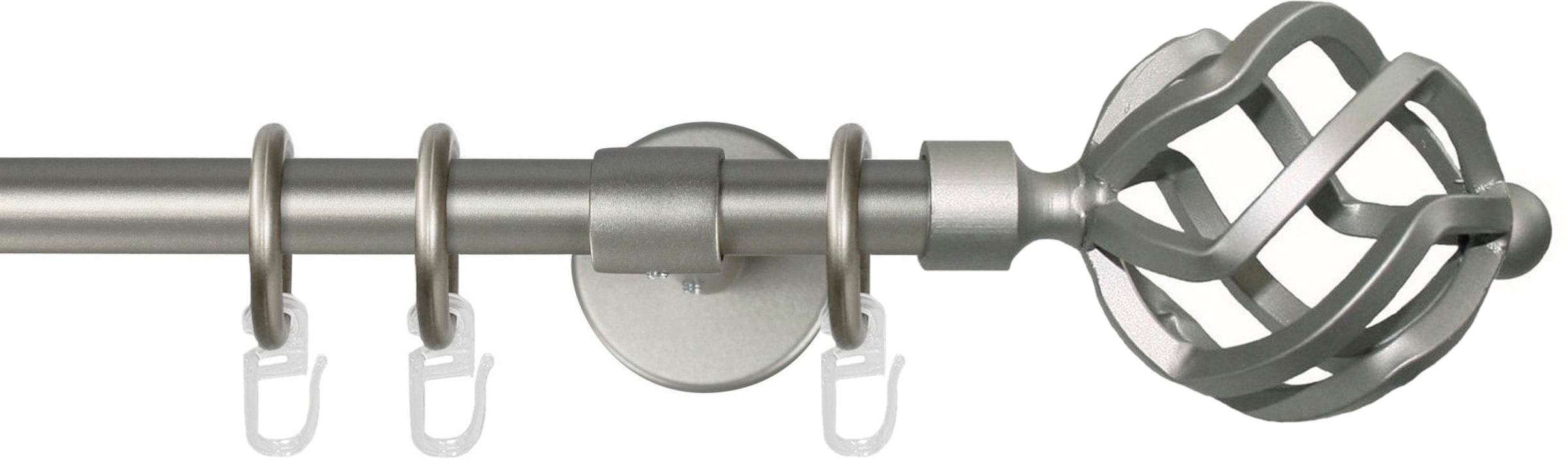 Image of GARESA Gardinenstange "RUSTIKA" Ø 16 mm 1 läufig-läufig Wunschmasslänge rustikale Vorhanggarnitur, verlängerbar, m. Ringe, Endknopf Korb