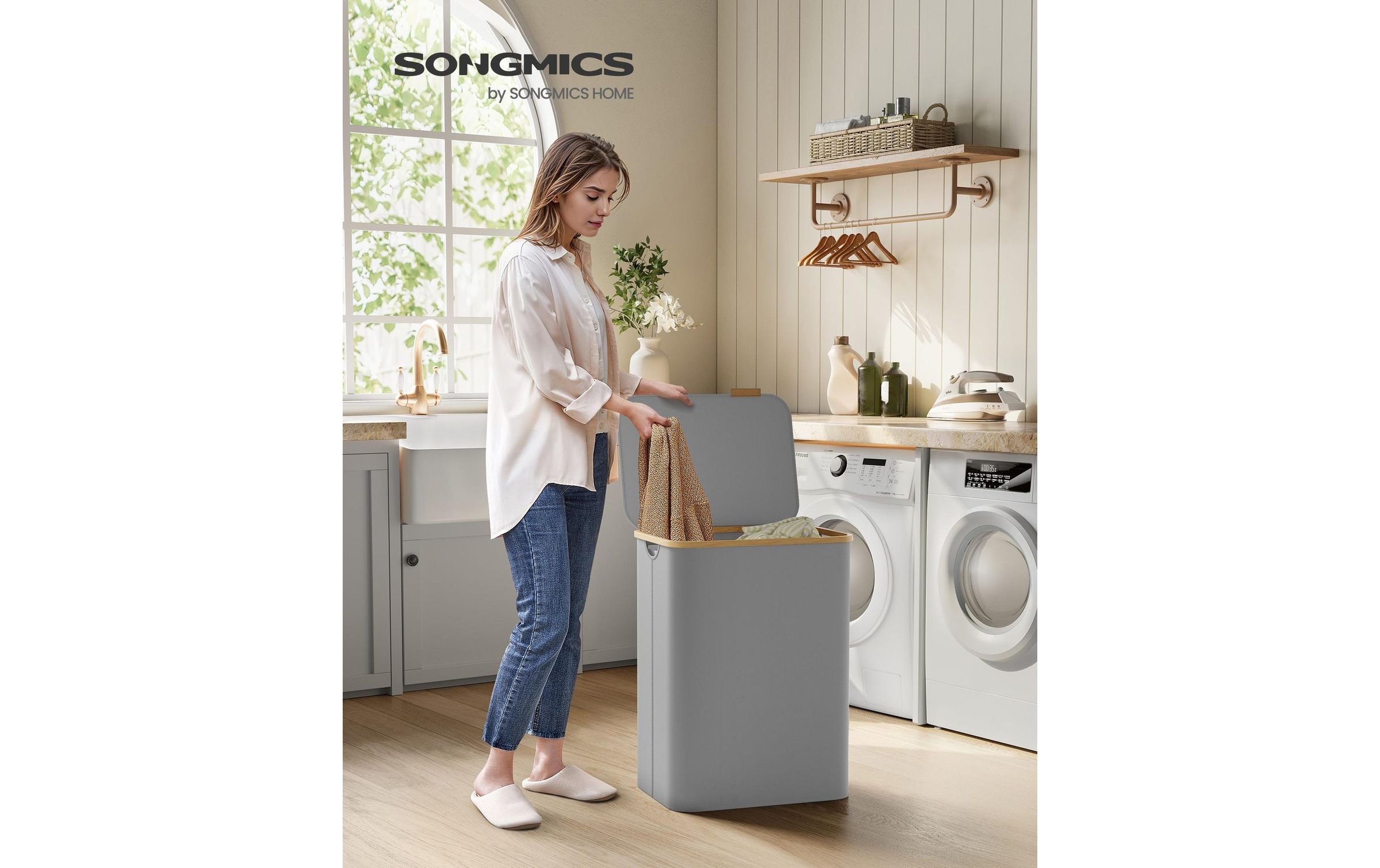 SONGMICS Panier à linge »zusammenklappbar mit 2 Fächern 130 l«