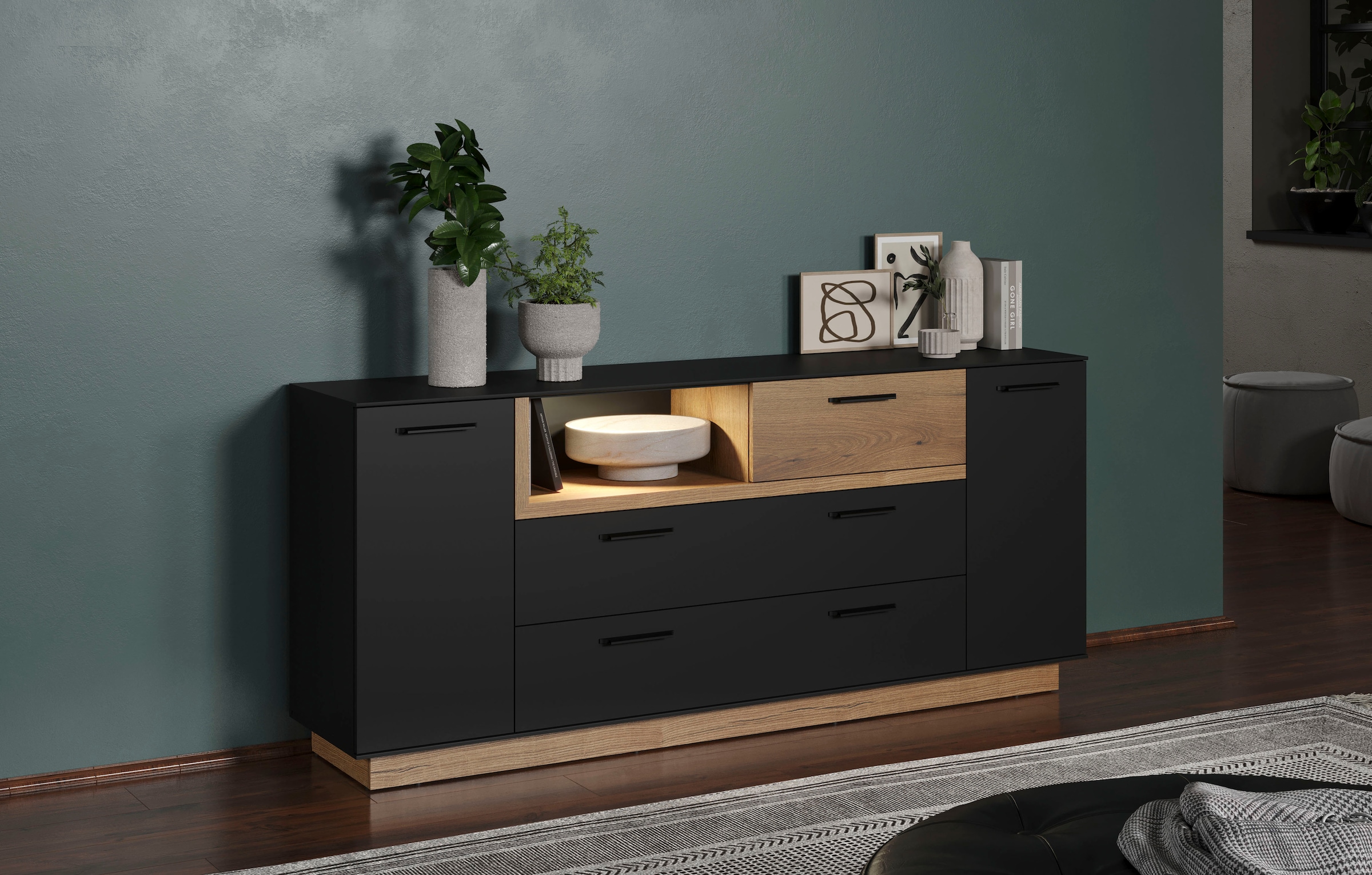 INOSIGN Sideboard »Premont« 1 Stk. tlg. Kommode, Breite 187 cm breit, mit viel Stauraum