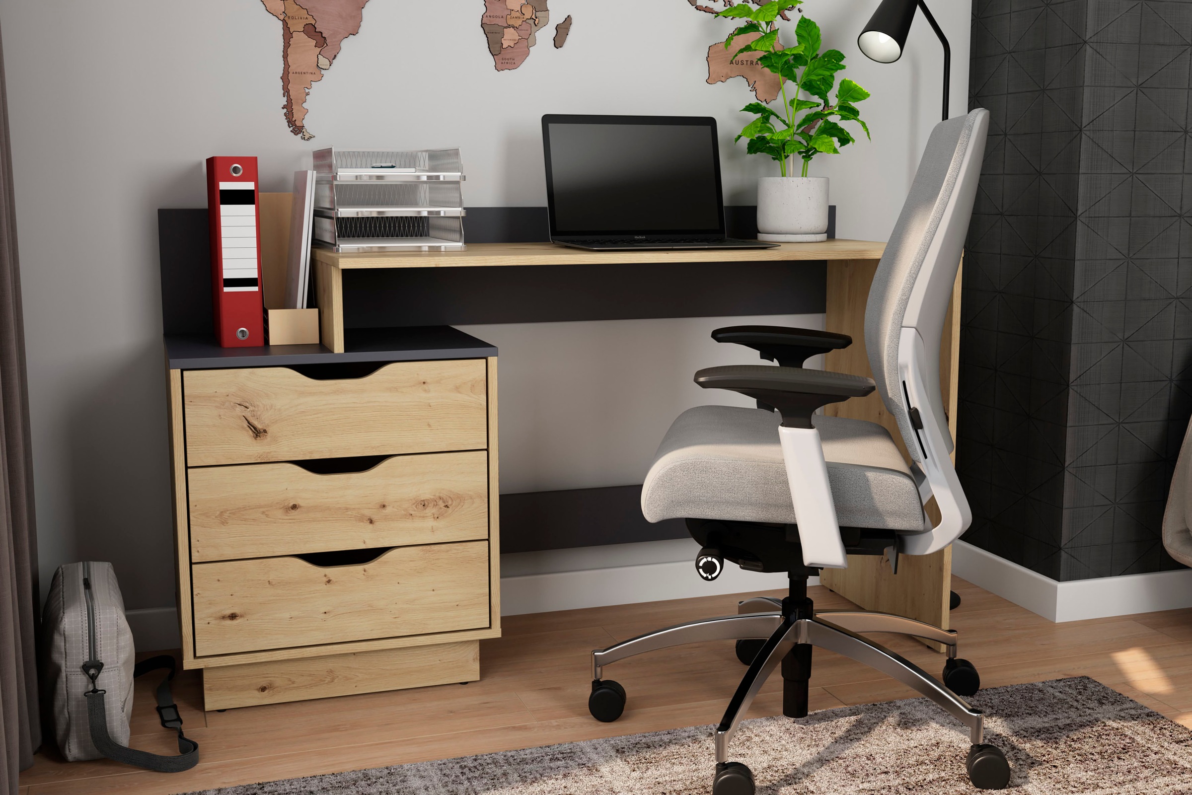 byLIVING Schreibtisch "Bern, moderner Computertisch" mit viel Stauraum, Breite 138cm, rechts oder links montierbar