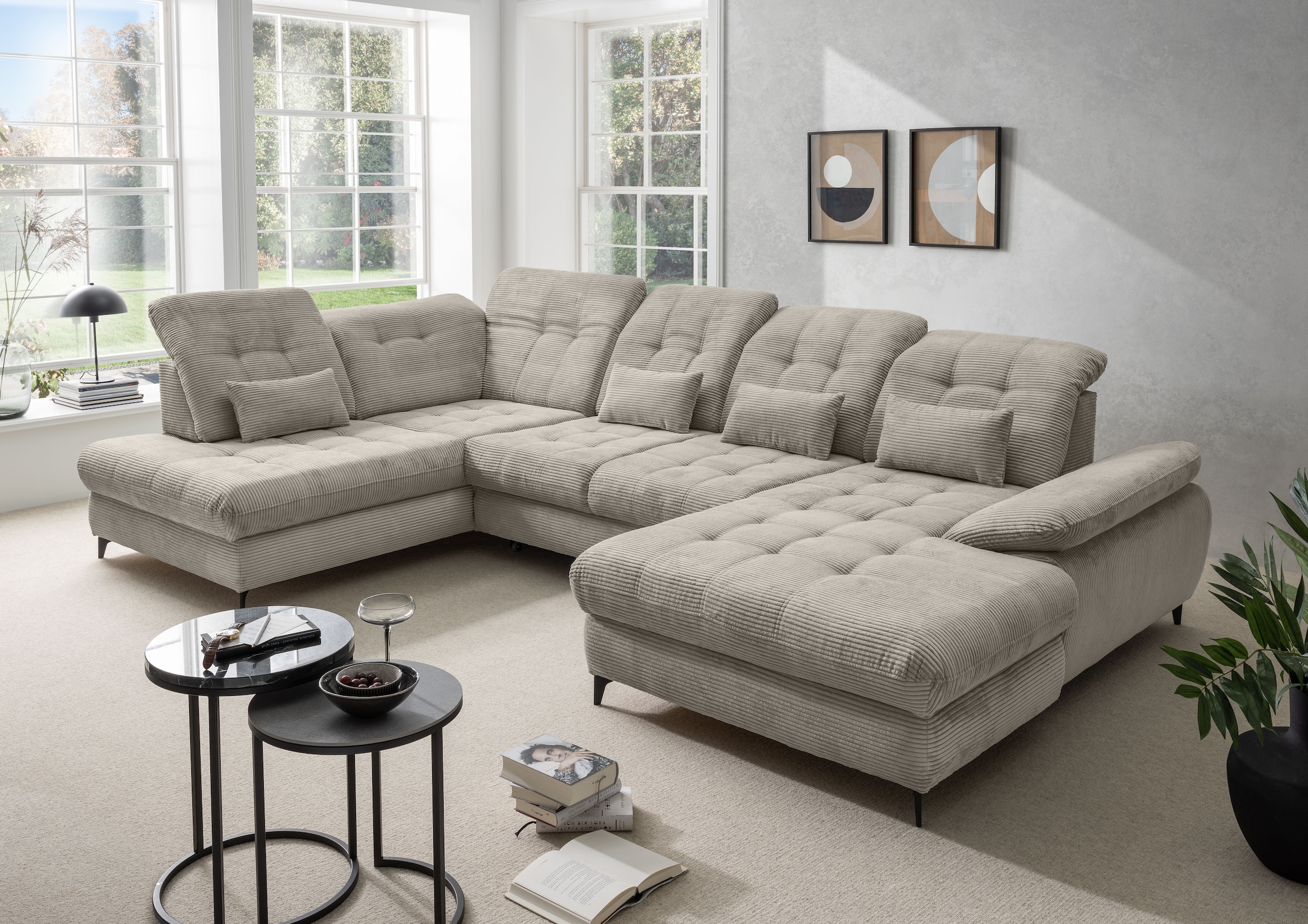 Image of Home affaire Ecksofa "Lazio modern & bequem, Breite 358cm, U-Form, tolle Detailverarbeitung" inkl. Bettkasten, Bettfunktion, Kopfteil-, Sitztiefenverstellung