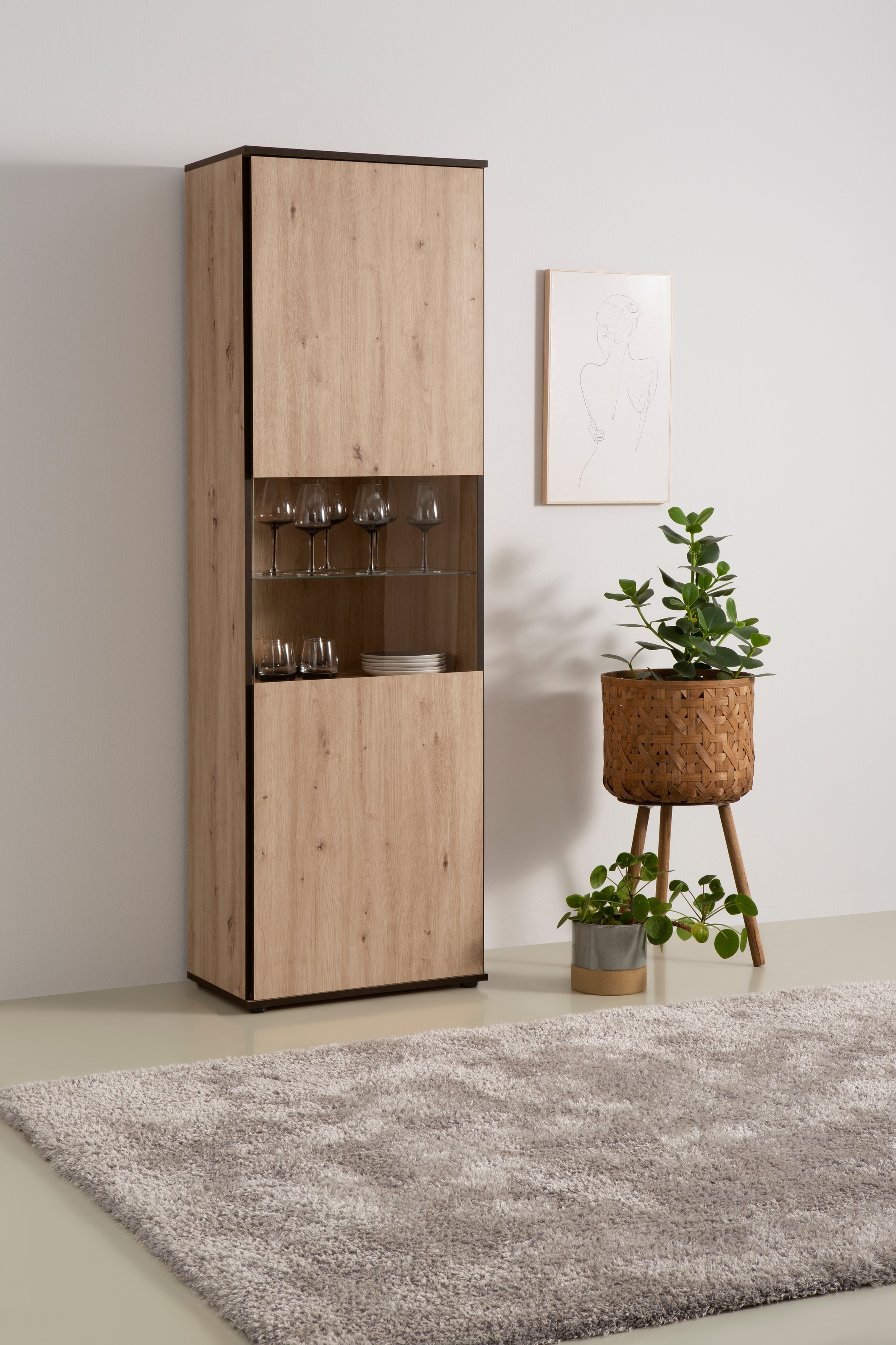 Image of HELA Vitrine "Ariana" mit angeschrägten Griffmulden, Höhe 195 cm