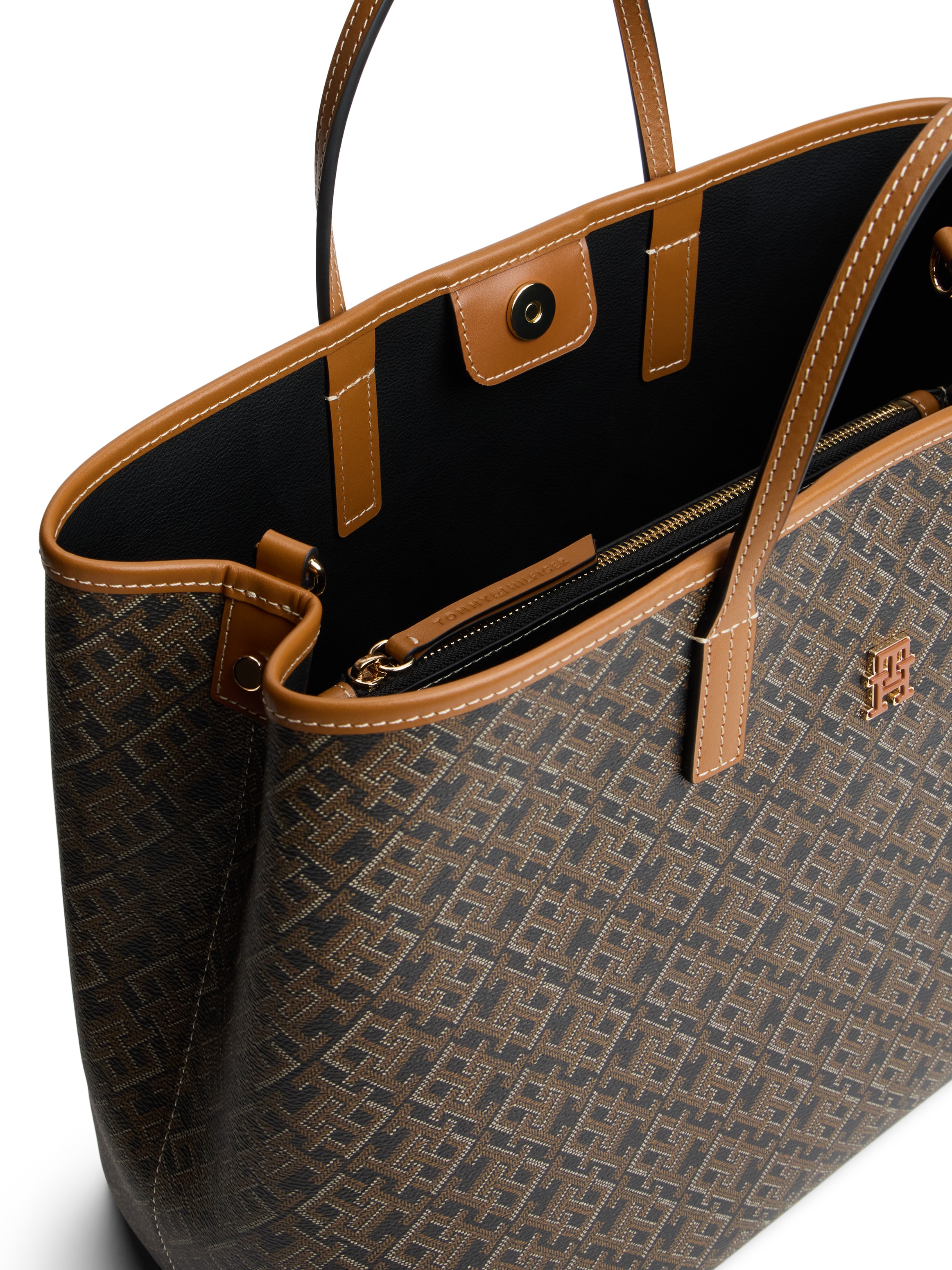 Tommy Hilfiger Sac à main »TH MONOPLAY SATCHEL« Sac bandoulière femme, sac à épaule avec imprimé logo TH intégral