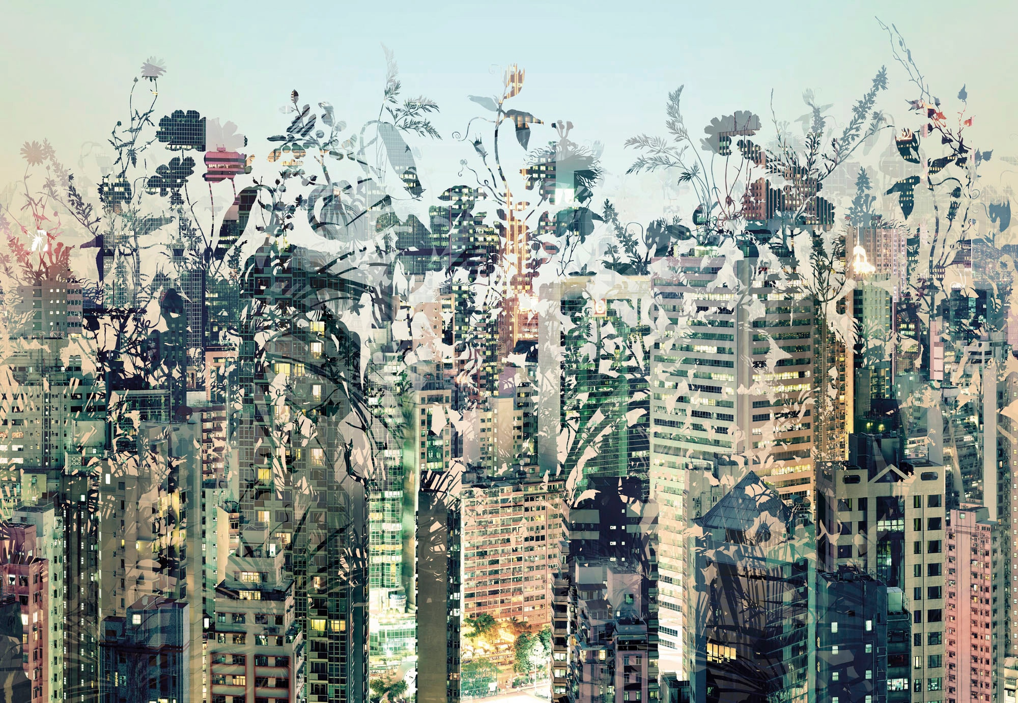Image of Komar Fototapete "Urban Jungle - Grösse 368 x 254 cm" bedruckt glatt Wohnzimmer, Schlafzimmer