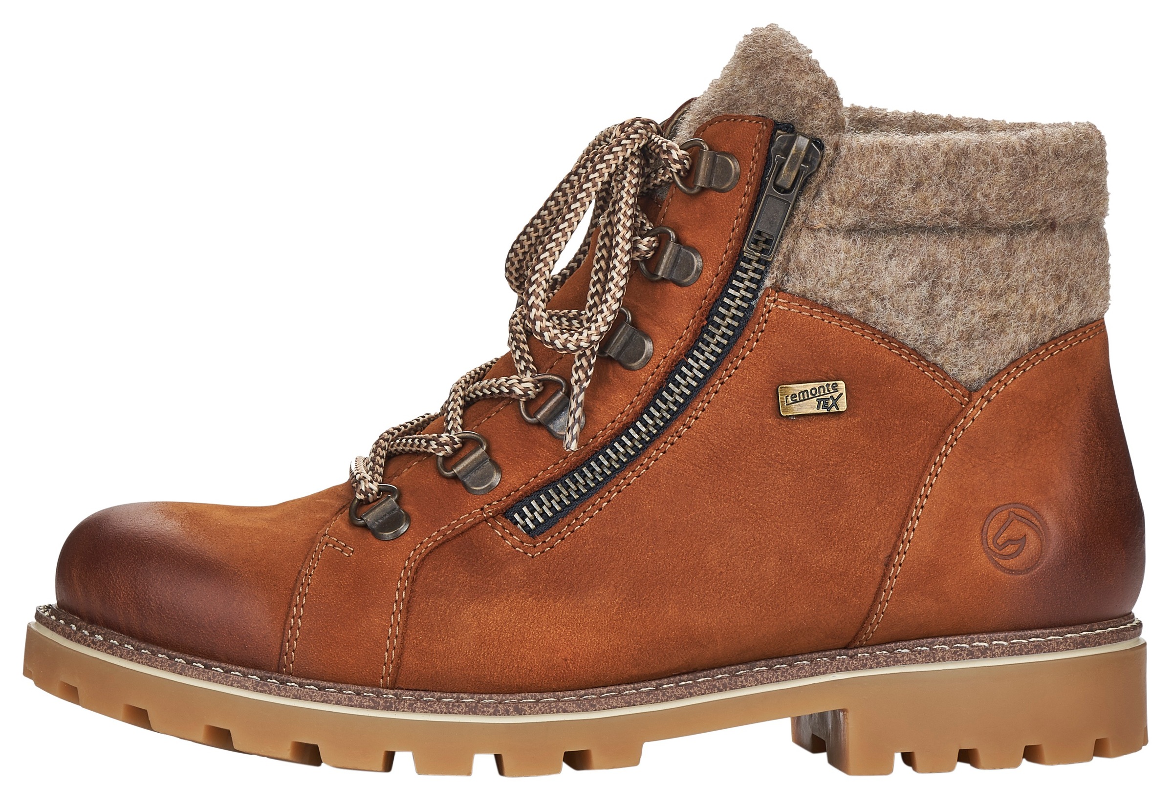 Remonte Winterboots, Blockabsatz, Outdoorschuh, Schnürschuh im trendigen Bergsteiger-Look