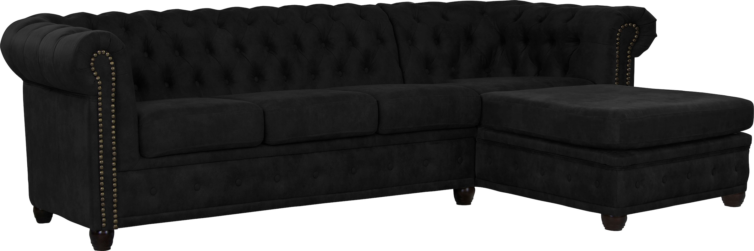 Home affaire Canapé Chesterfield »Rysum L-Form« Chesterfield-Optik mit Ottomanen-Abschluss
