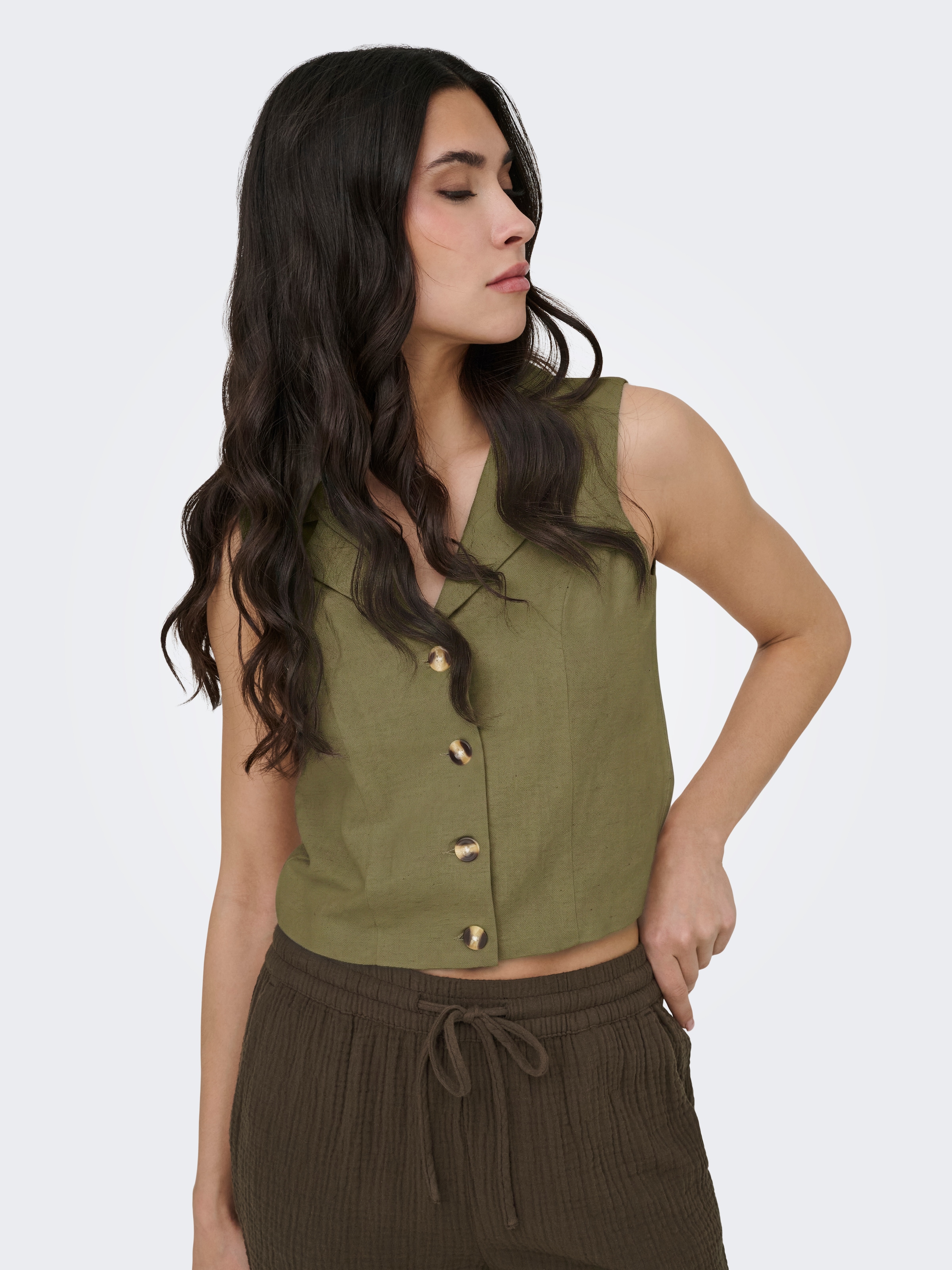 JDY Gilet de costume »JDYMILAN LINEN S/L WAISTCOAT TLR« mit Leinen