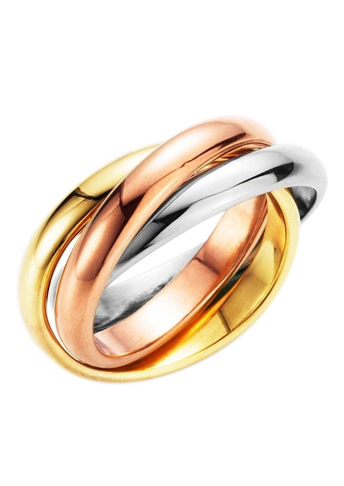 Image of Firetti Fingerring "Schmuck Geschenk 3-fach verschlungen, tricolor"