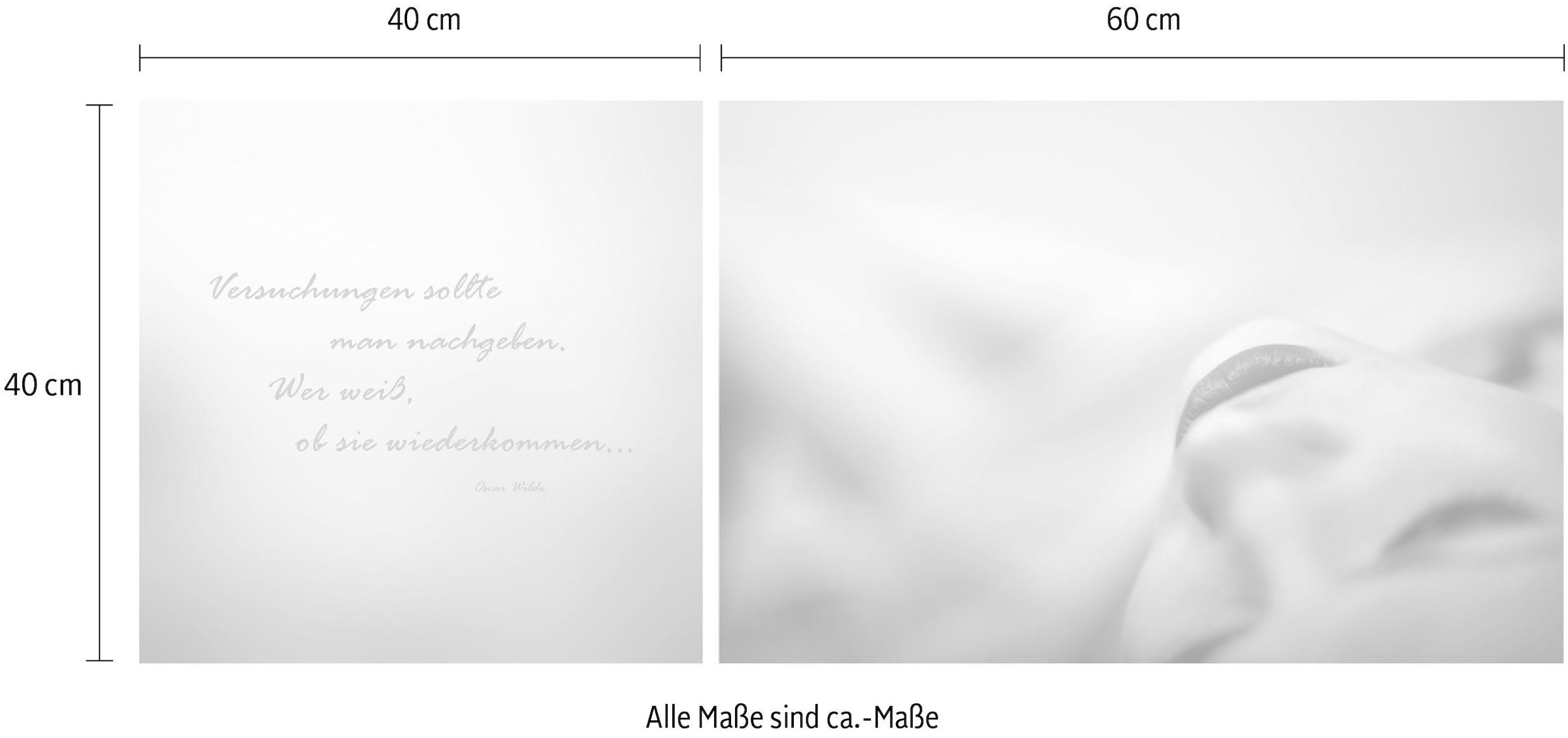 queence Tableau sur toile »Versuchungen« Set,  Premium-Leinwandstoff, Handarbeit aus Deutschland, Zitat, 2er Set