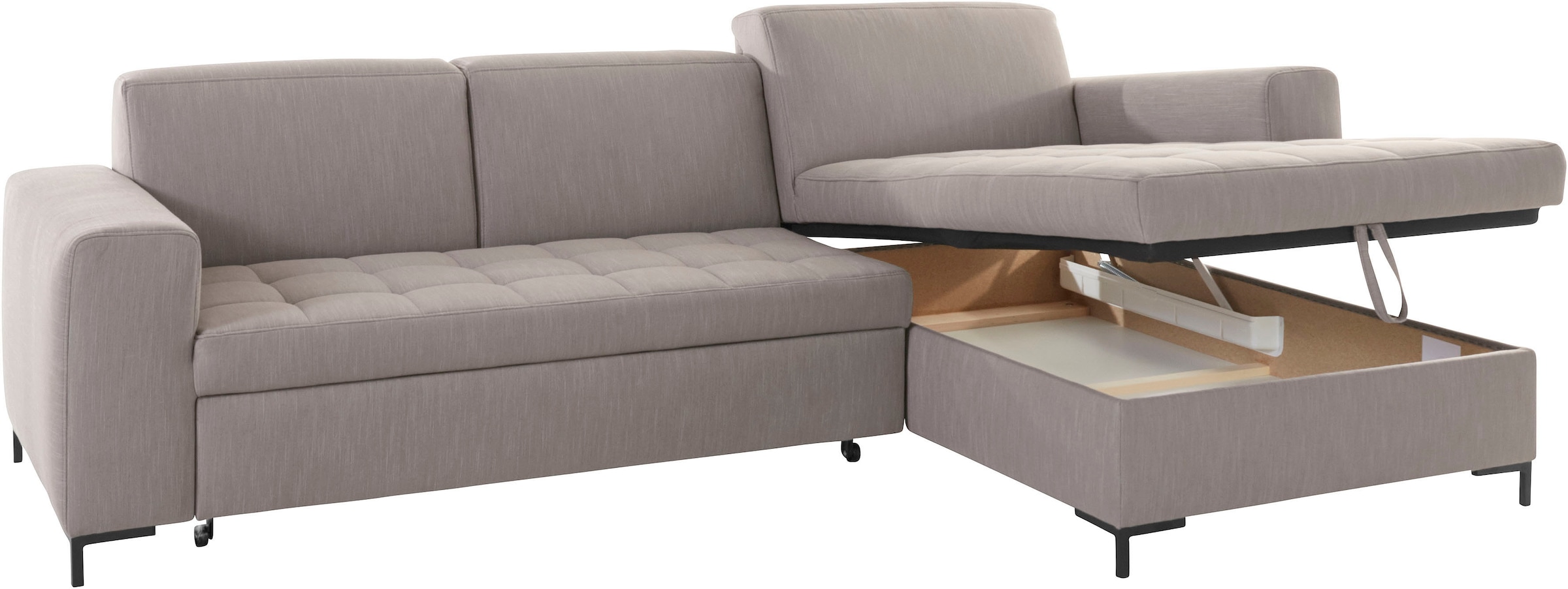 GOODproduct Ecksofa »Grazzo, zeitlos & elegant, moderne Sitzheftung, Breite 266cm, L-Form«, hochwertige Stoffe aus recyceltem Material, Steppung im Sitzbereich