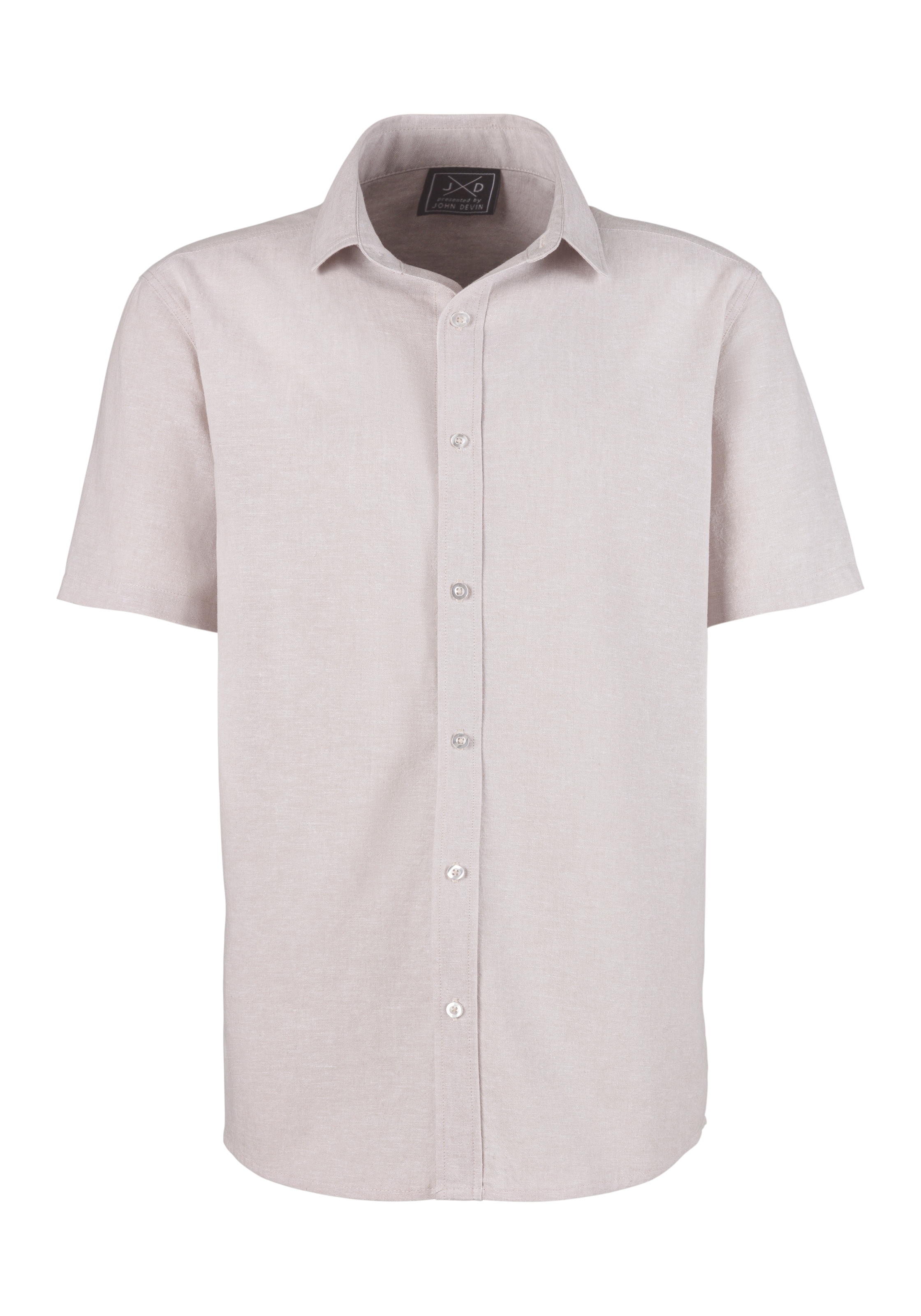 John Devin Kurzarmhemd »Regular Fit,«, Leinenhemd mit Kentkragen aus Baumwoll-Leinen Mischung