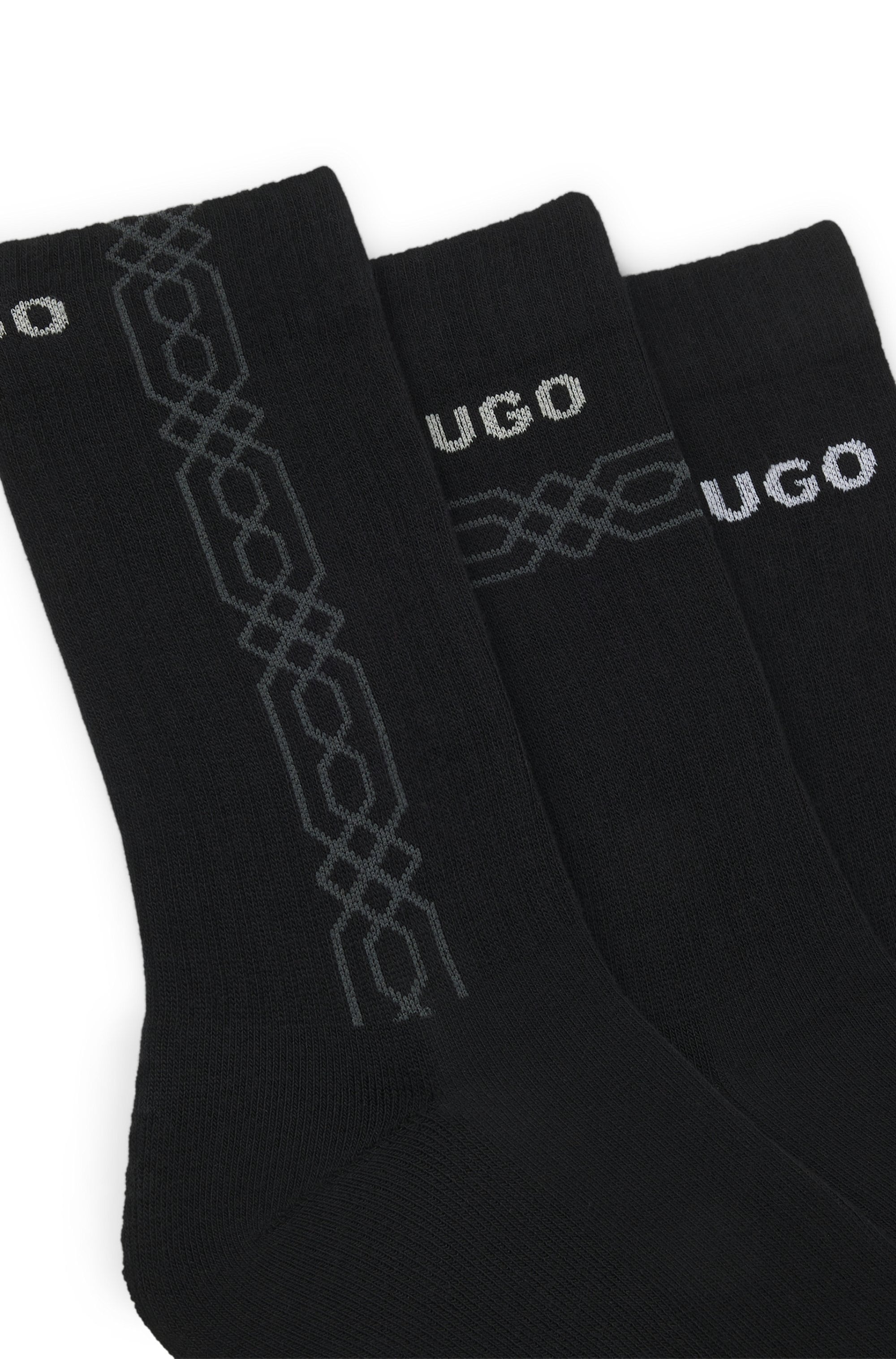 HUGO Underwear Chaussettes courtes Packung, 3er, 3 Couple tlg. Logoschriftzug, grafisches Muster